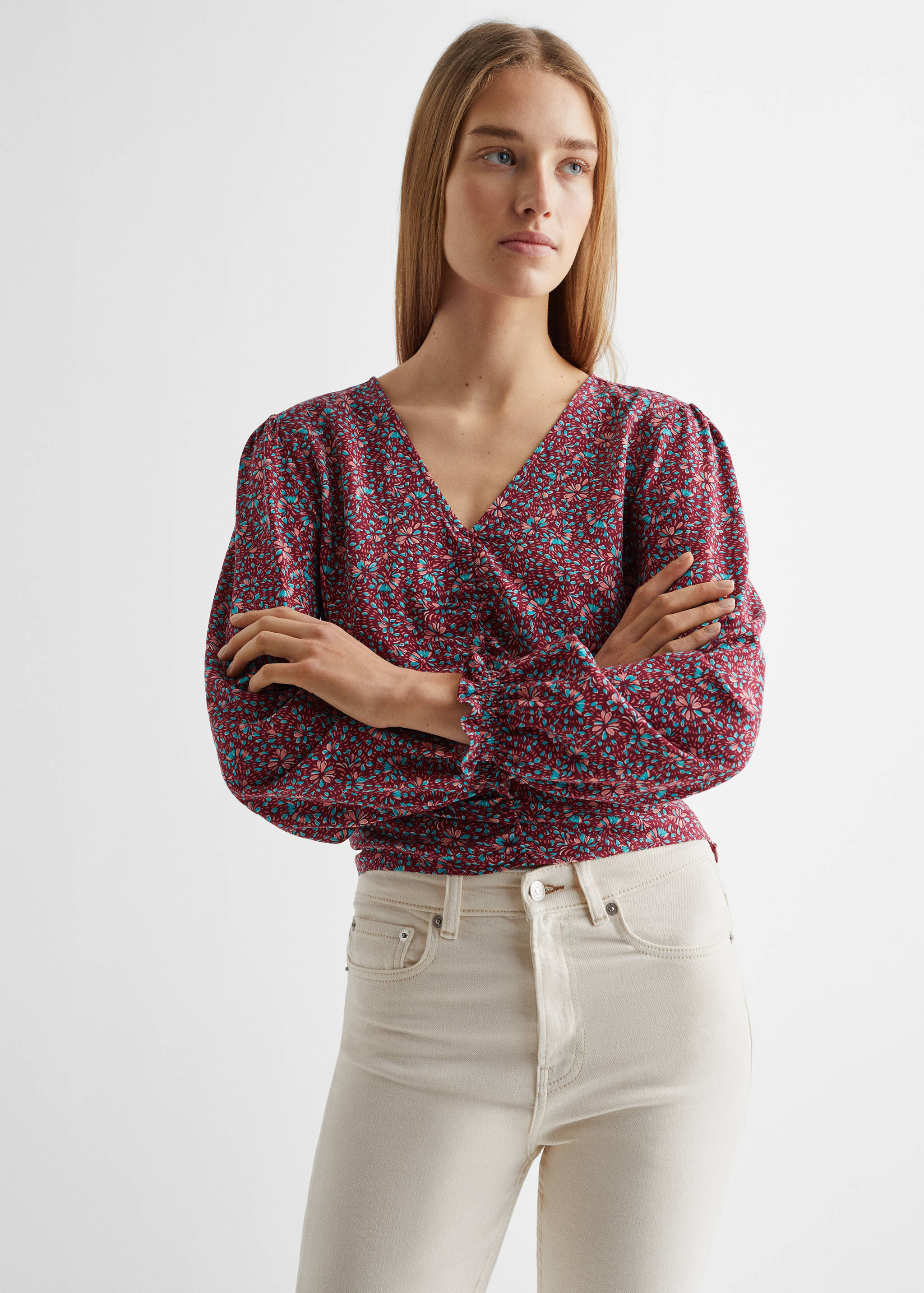 Ruched printed blouse - Medium plane