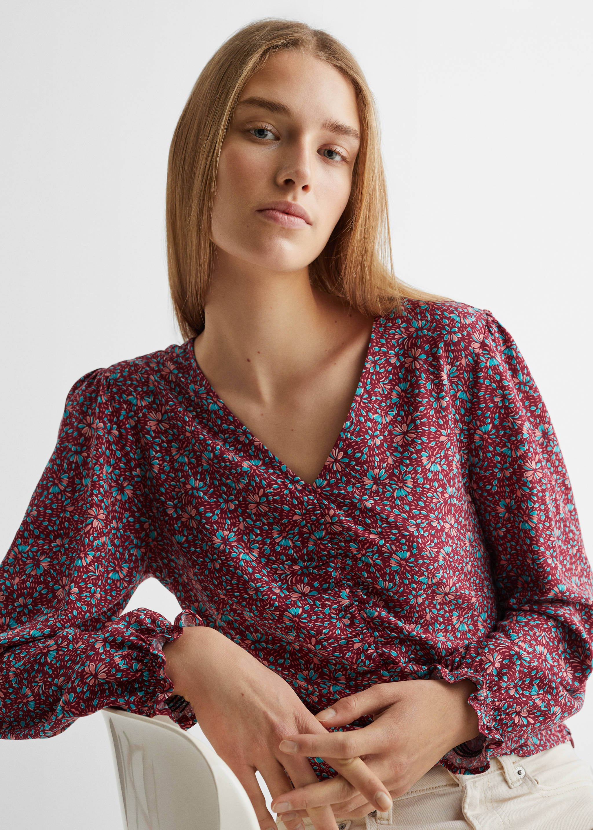 Ruched printed blouse - Details of the article 1