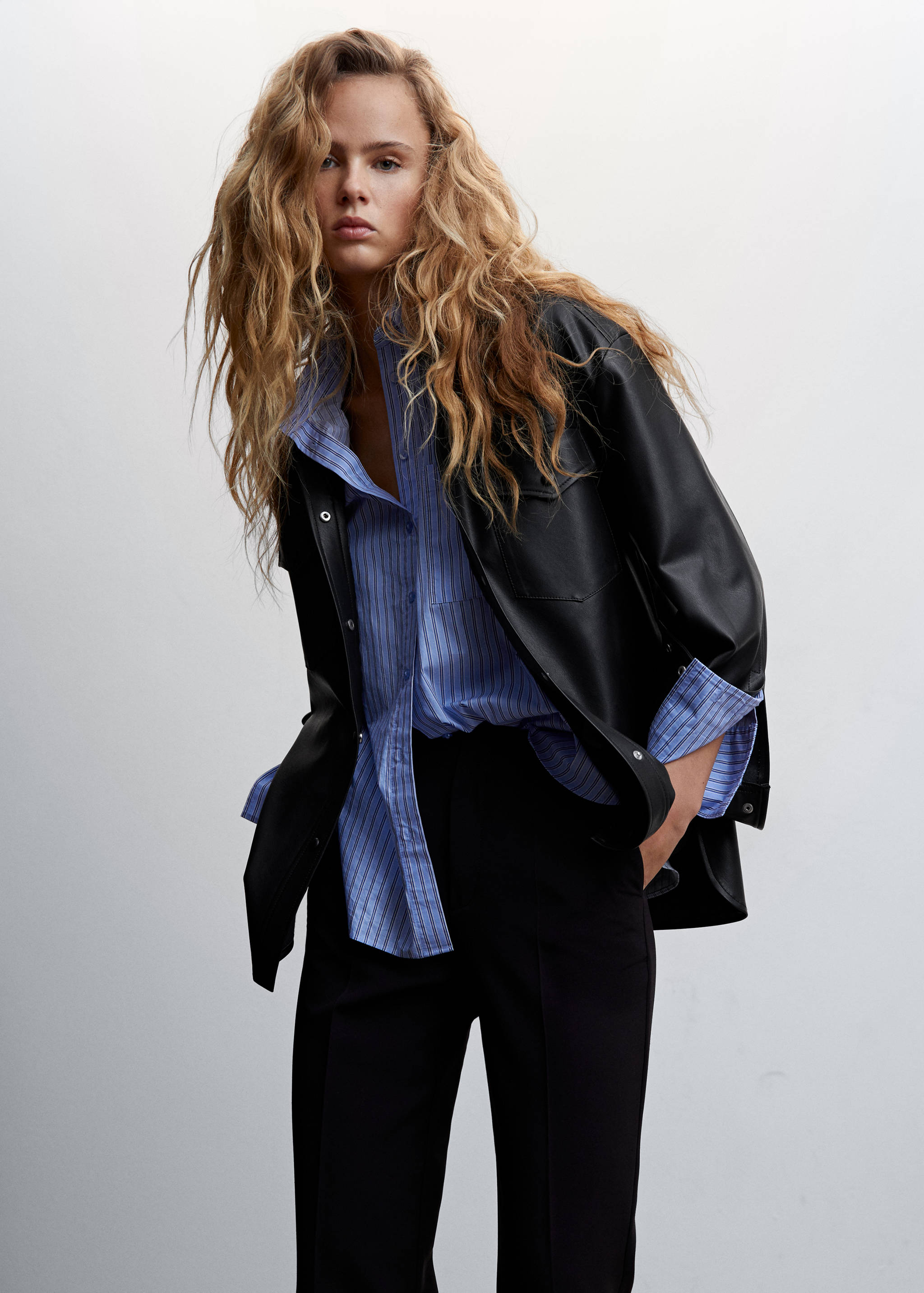 Leather-effect overshirt - Medium plane
