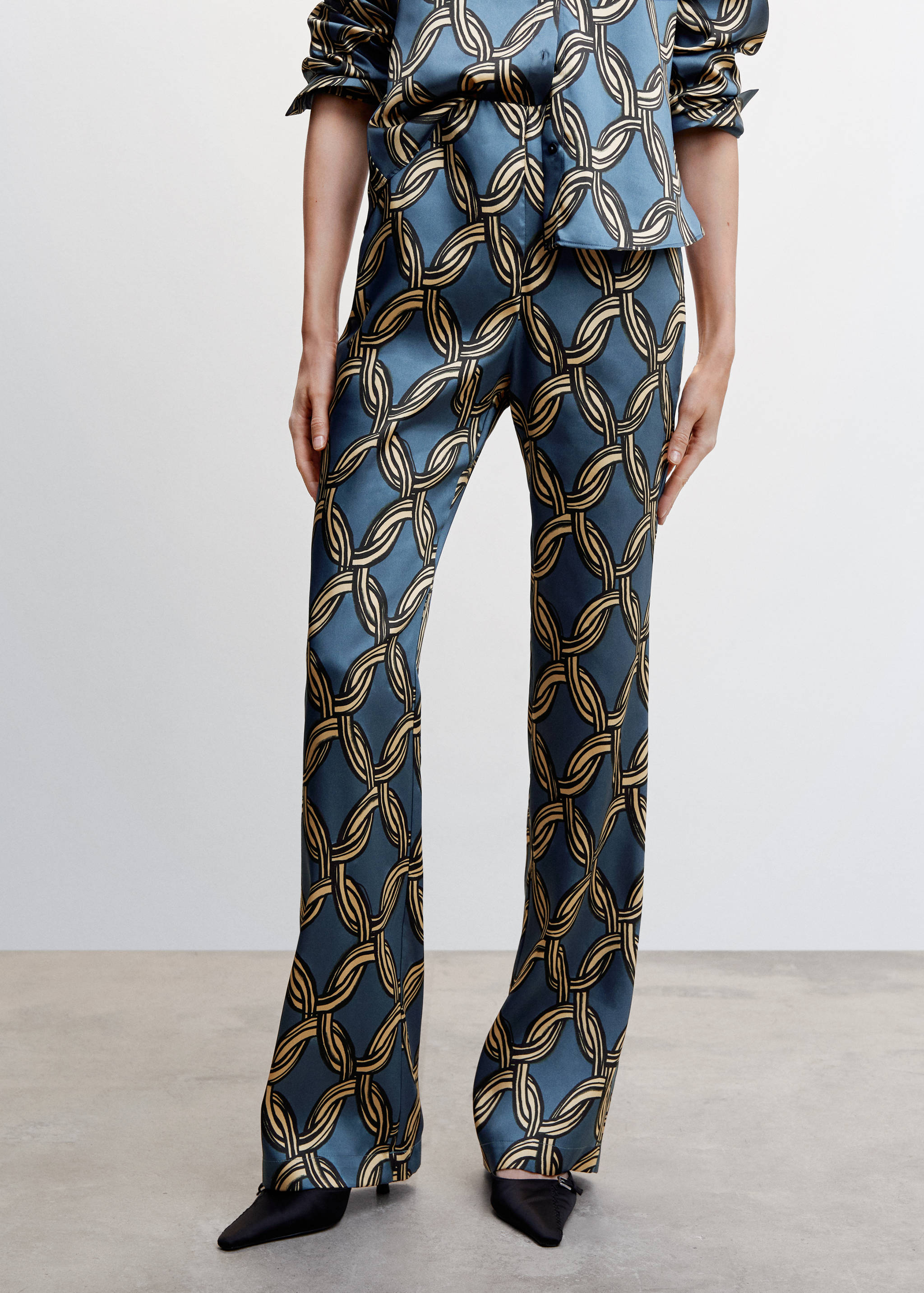 Bedrukte satijnen broek - Middenvlak