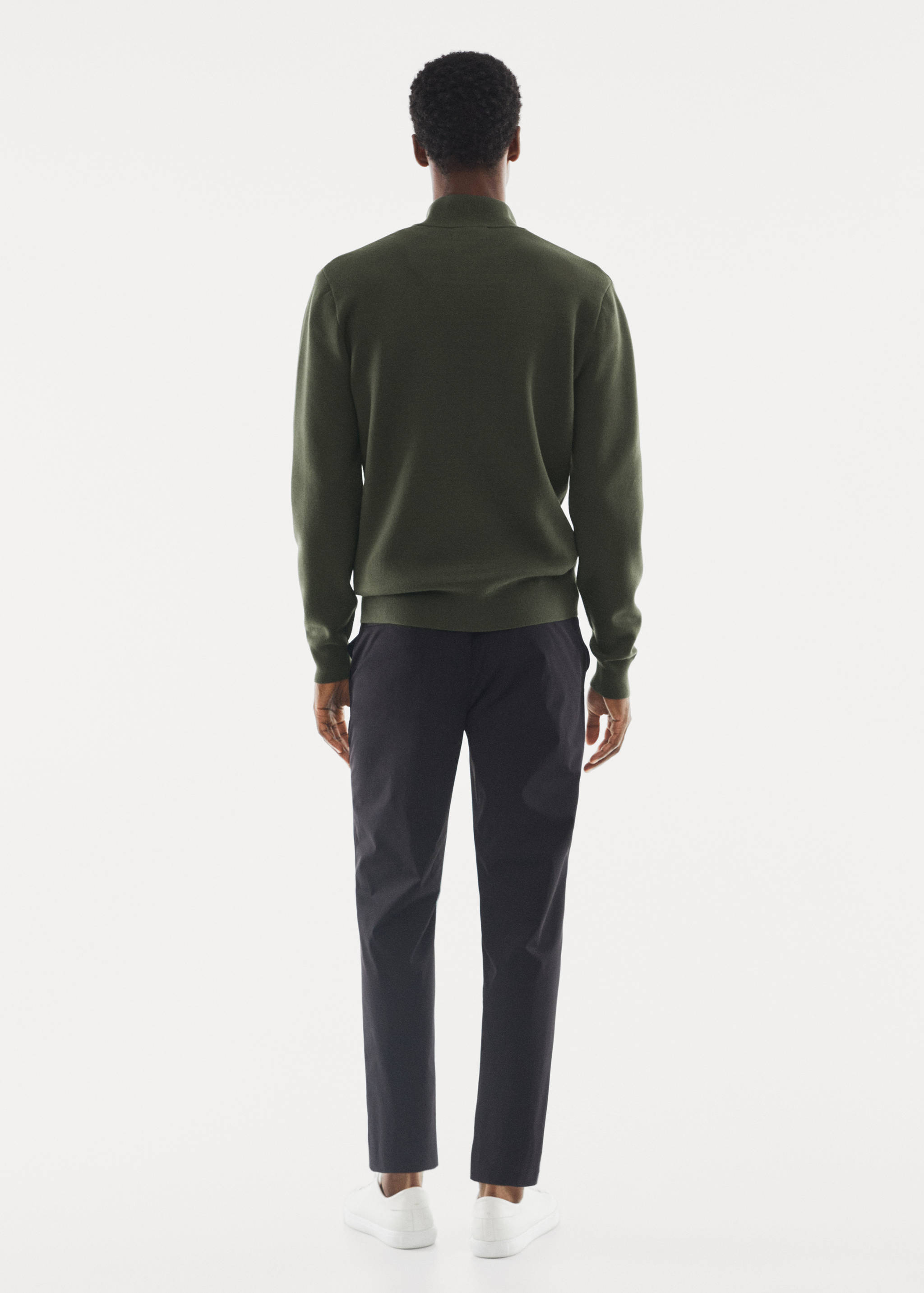 Perkins-neck cardigan with zip - Reverse of the article