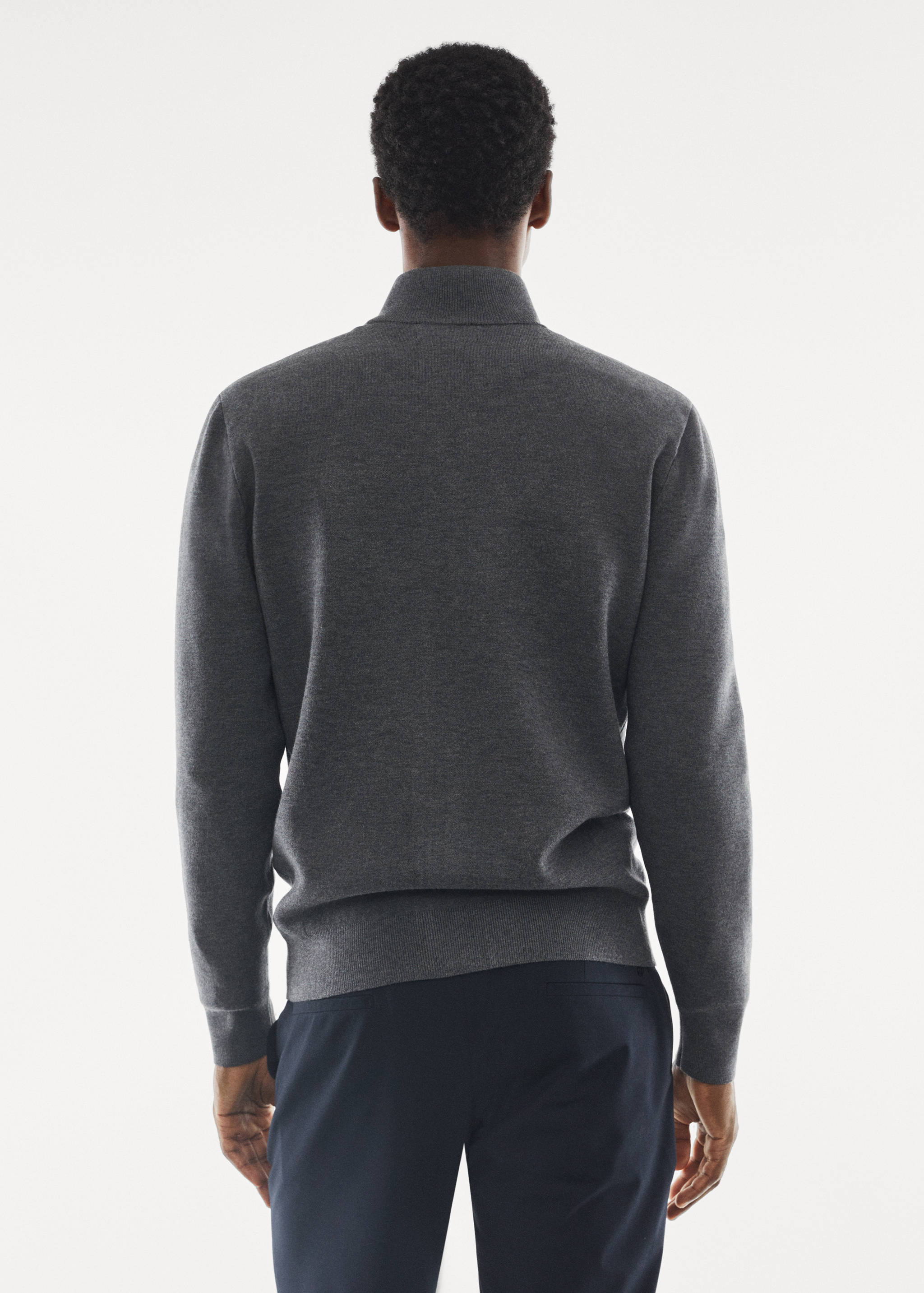 Perkins-neck cardigan with zip - Reverse of the article