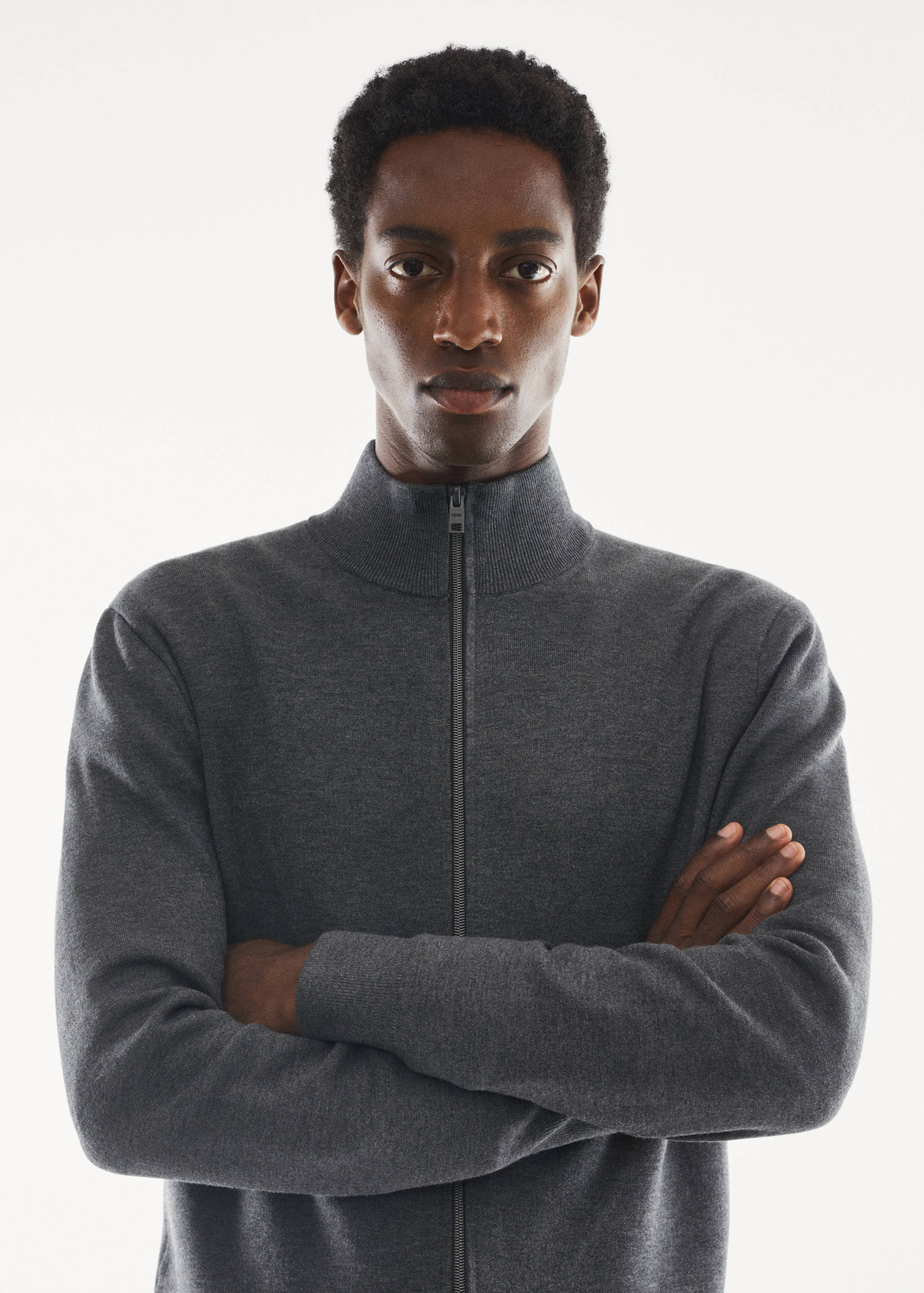 Perkins-neck cardigan with zip - Details of the article 1
