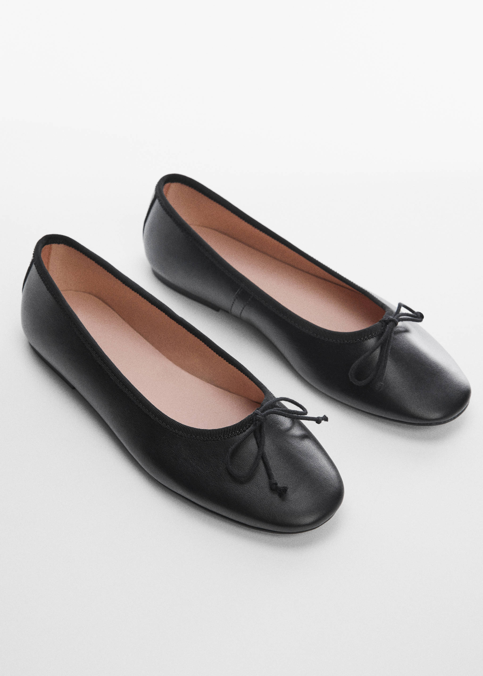 Leather ballet flats with bow - Medium plane