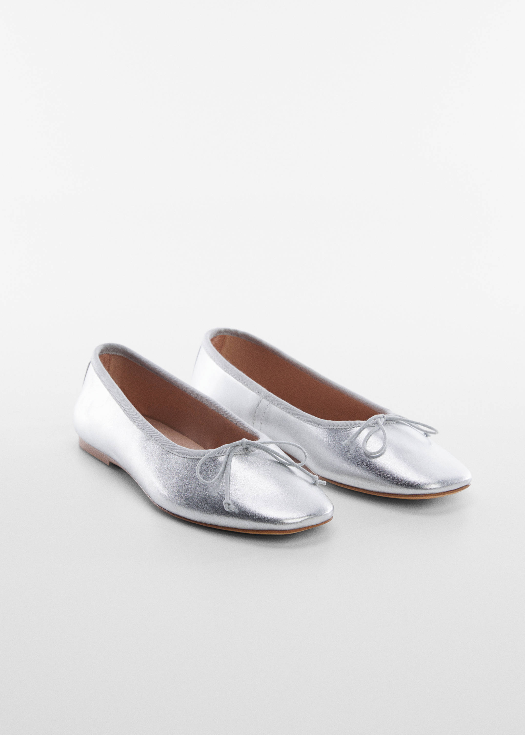 Leather ballet flats with bow - Medium plane