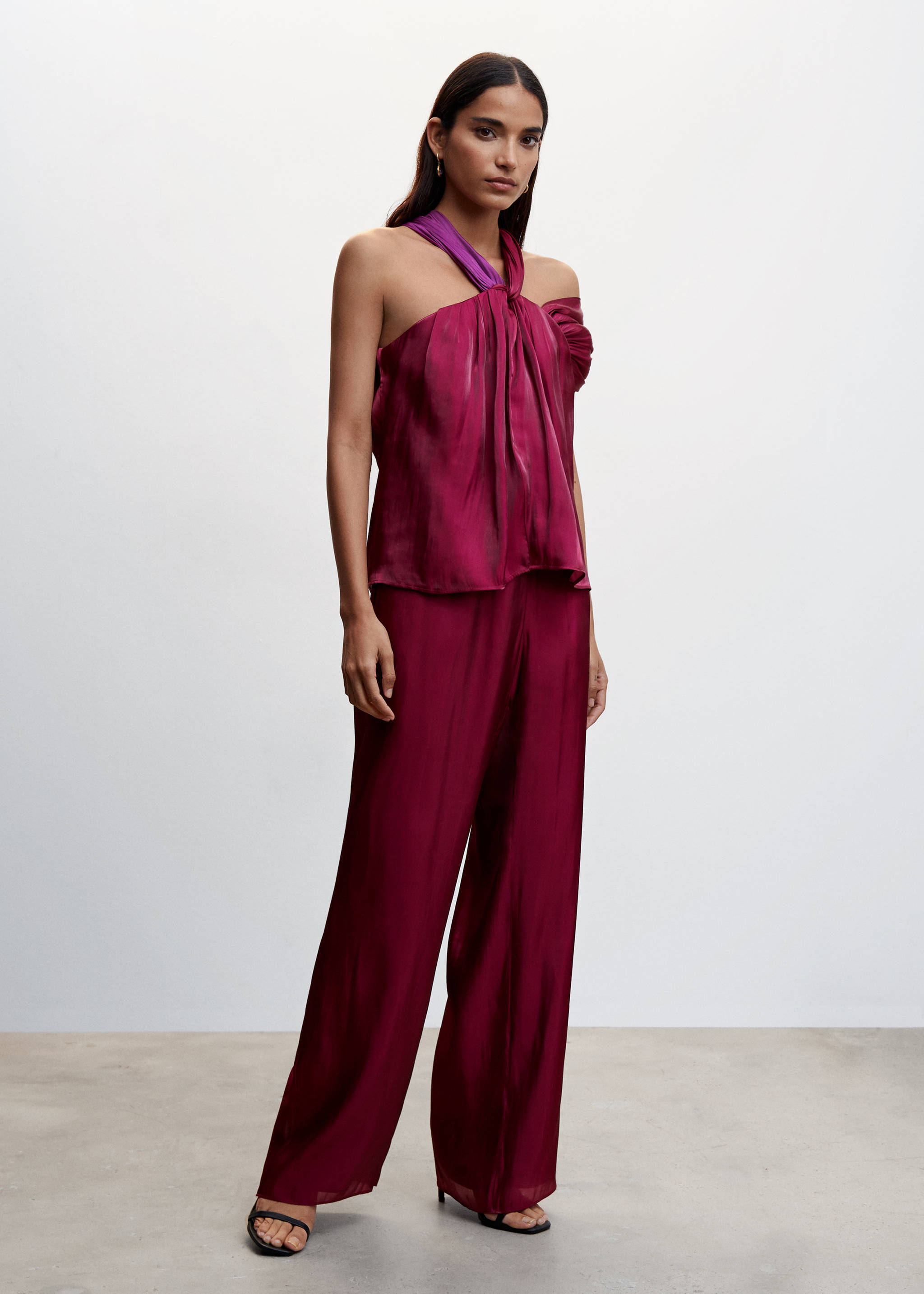 Asymmetrische Satin-Bluse - Allgemeine Ansicht