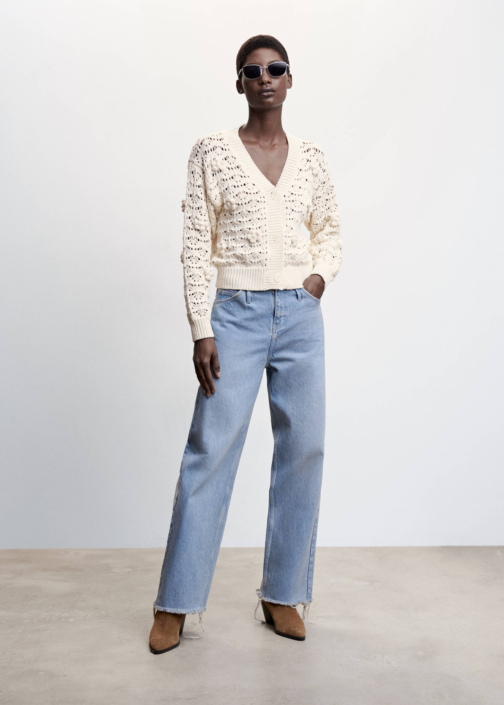 Openwork knit cardigan - General plane