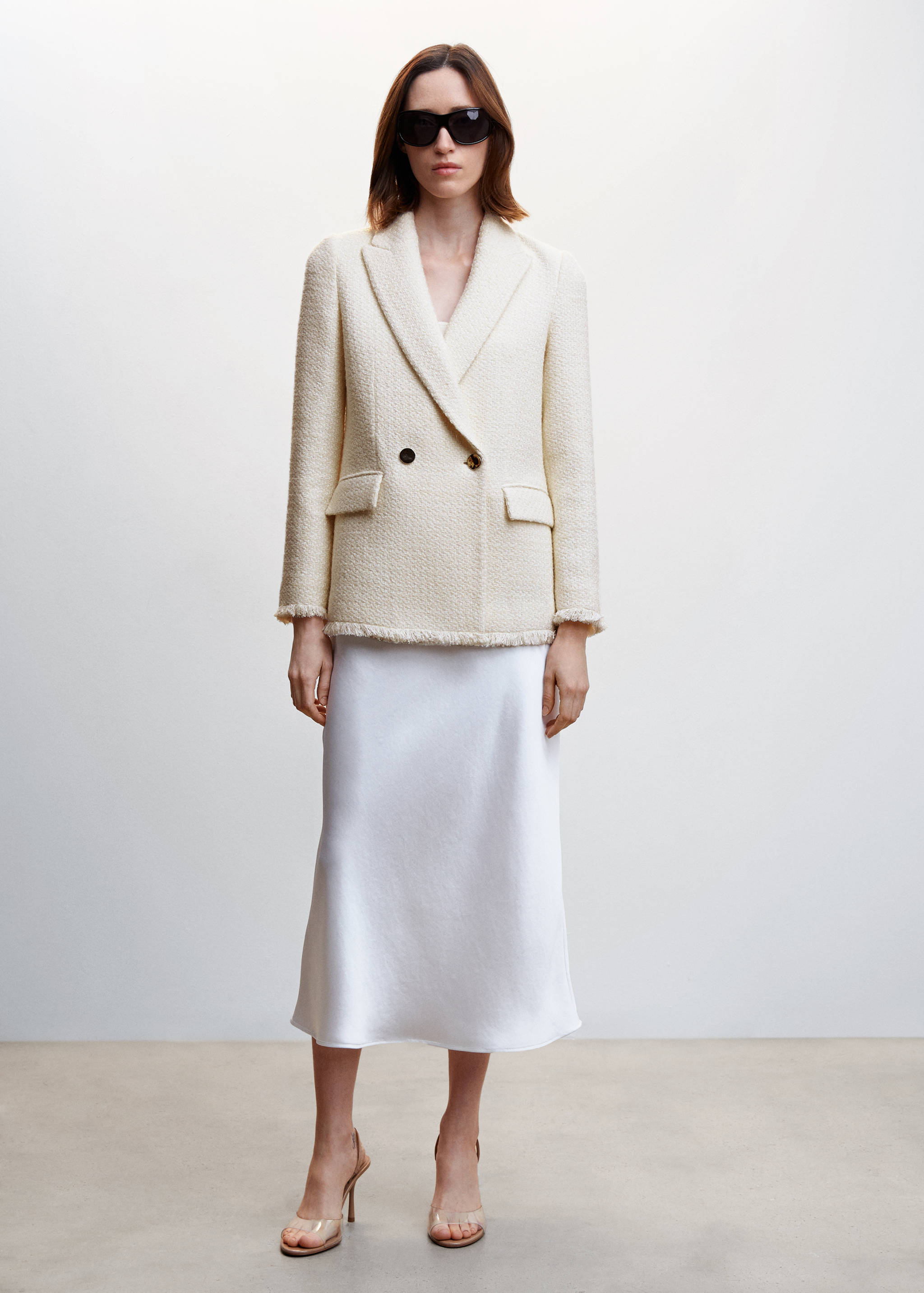 Buttons tweed blazer - General plane