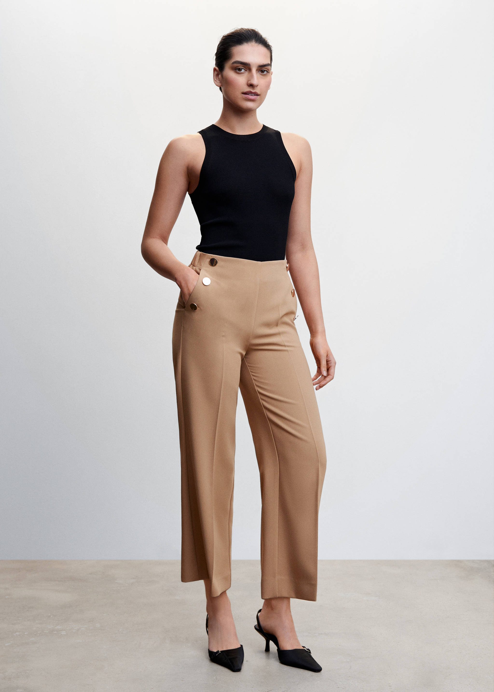 Cropped button trousers - General plane