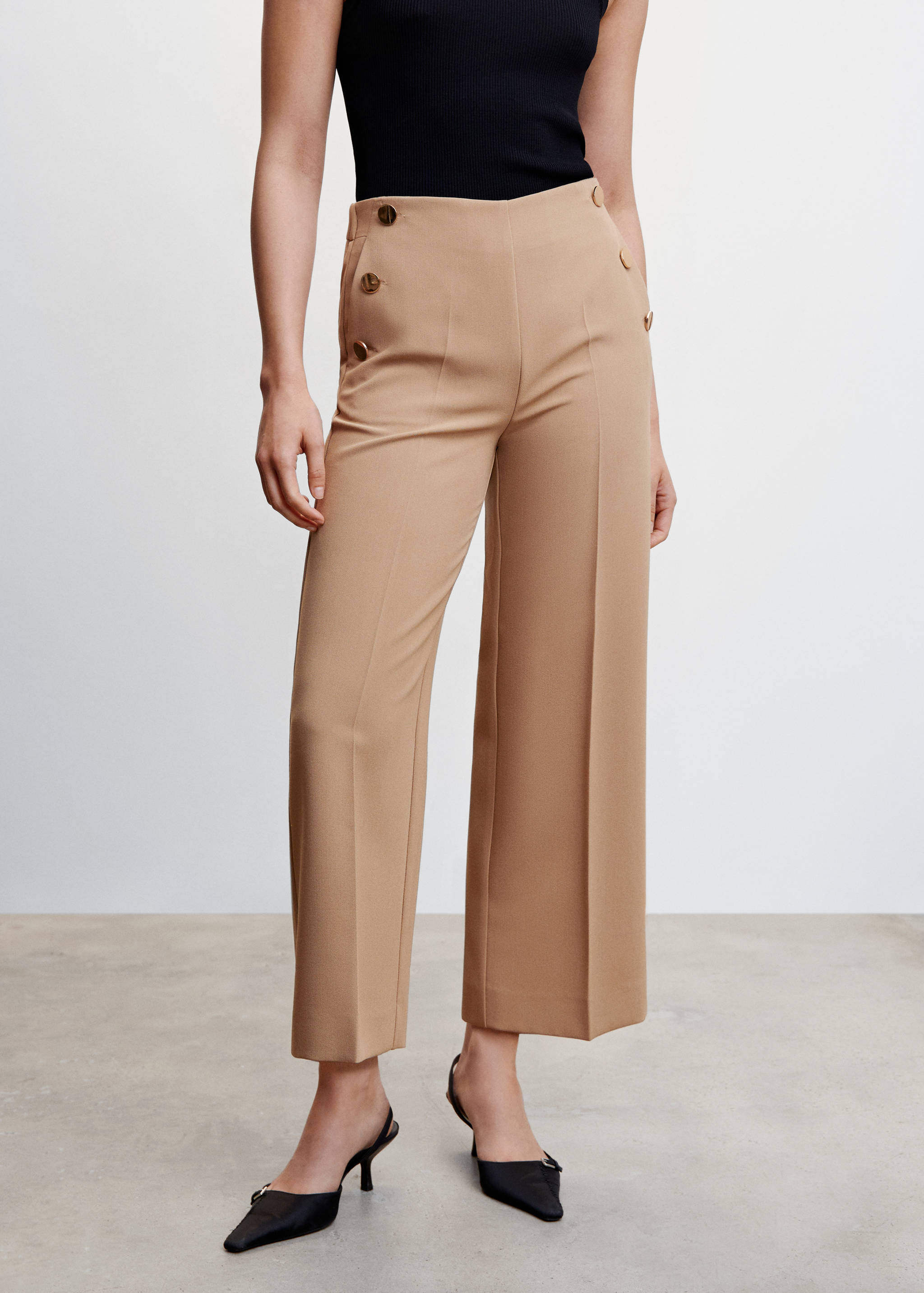 Cropped button trousers - Medium plane