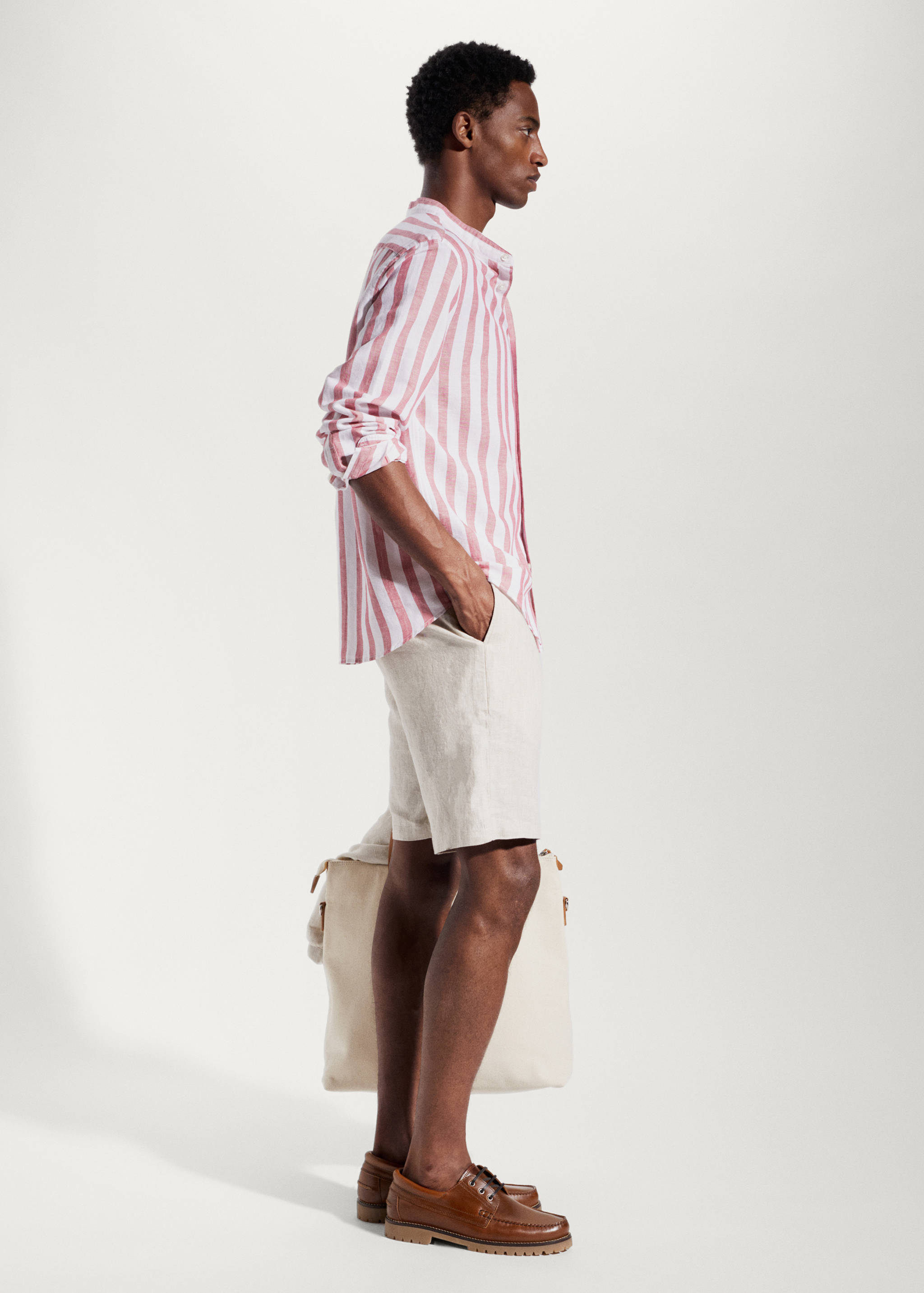 Lněná košile regular fit s proužky  - Detail zboží 2