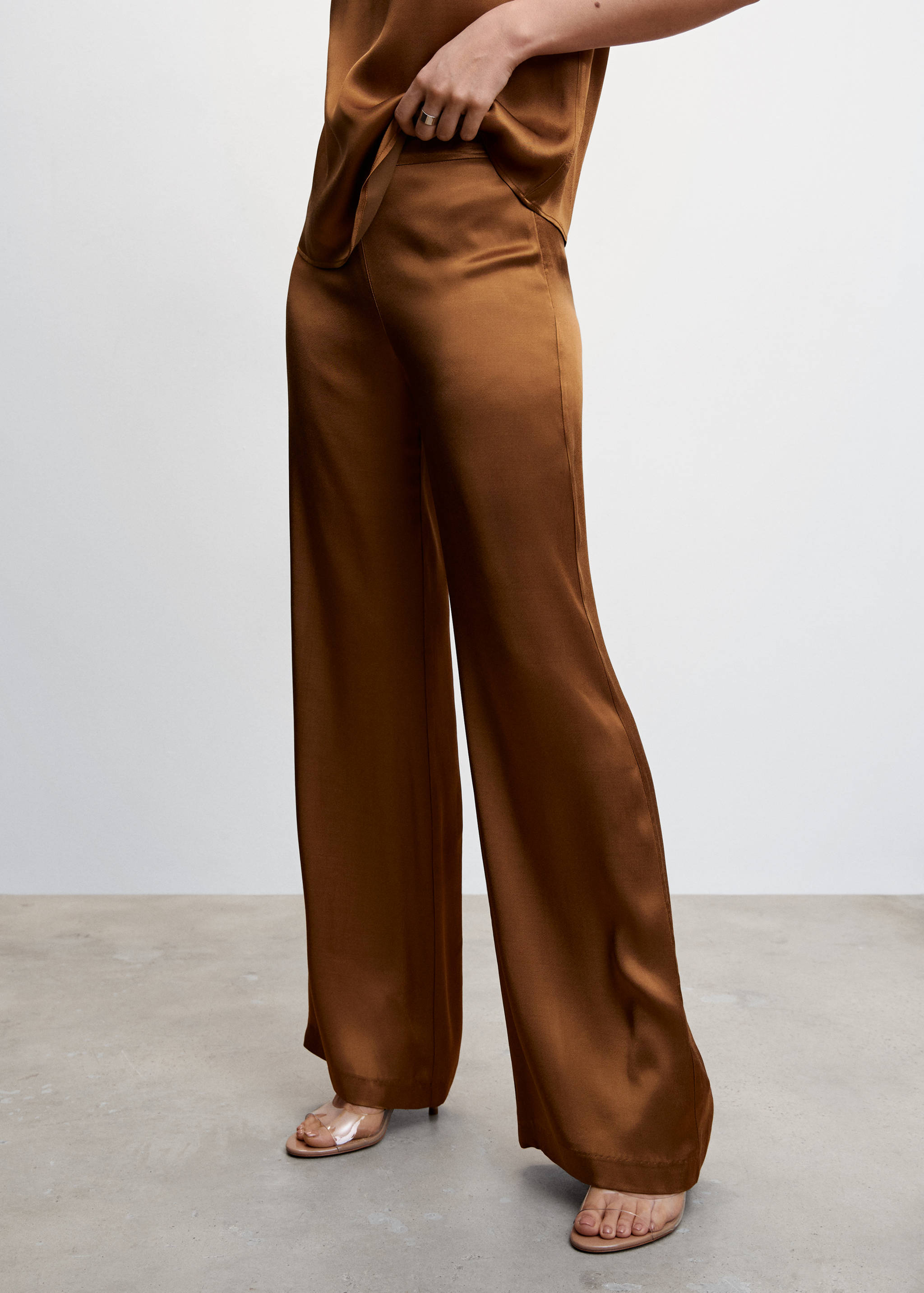 Palazzohose aus Satin - Mittlere Ansicht