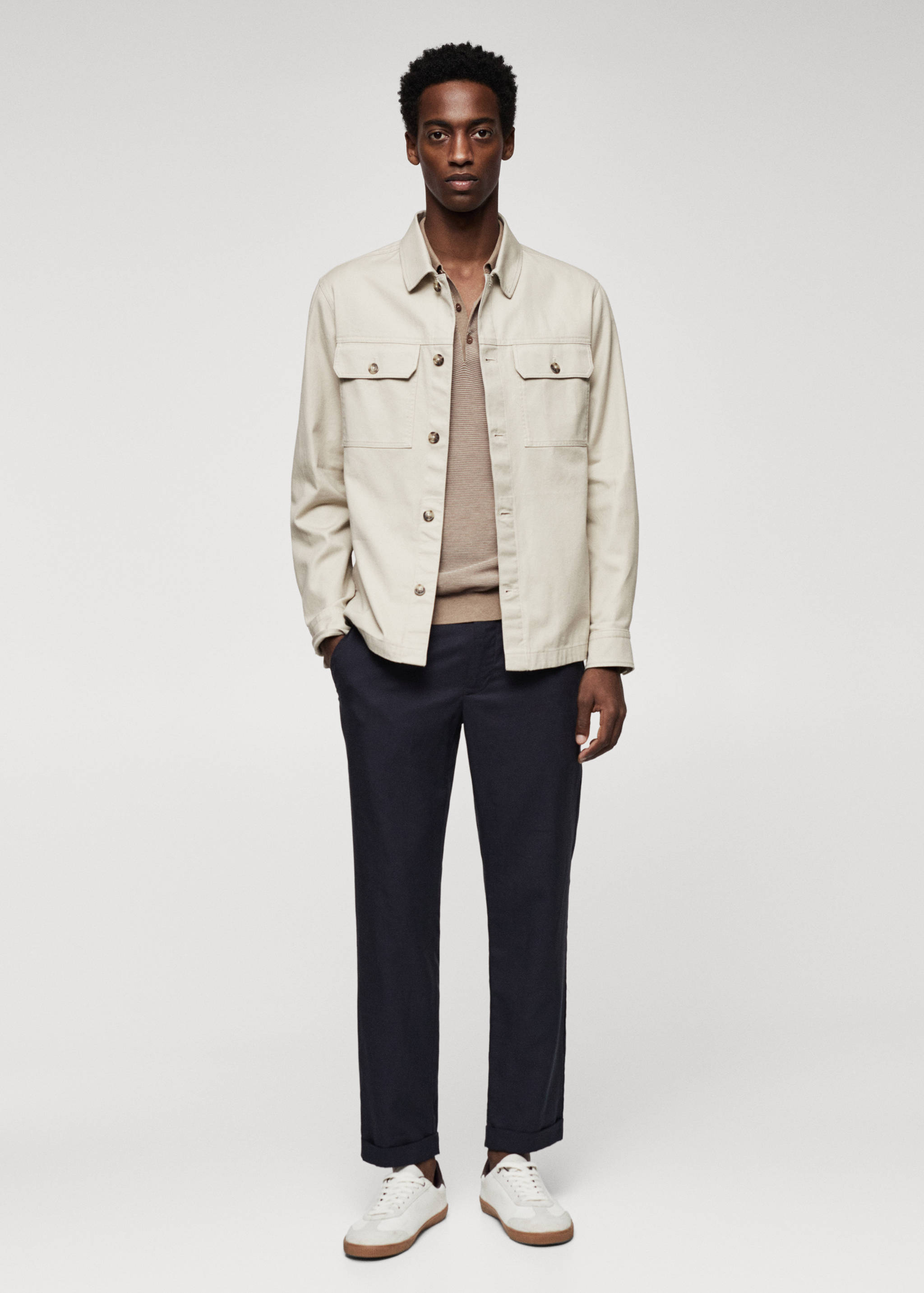 Patterned cotton polo shirt - General plane