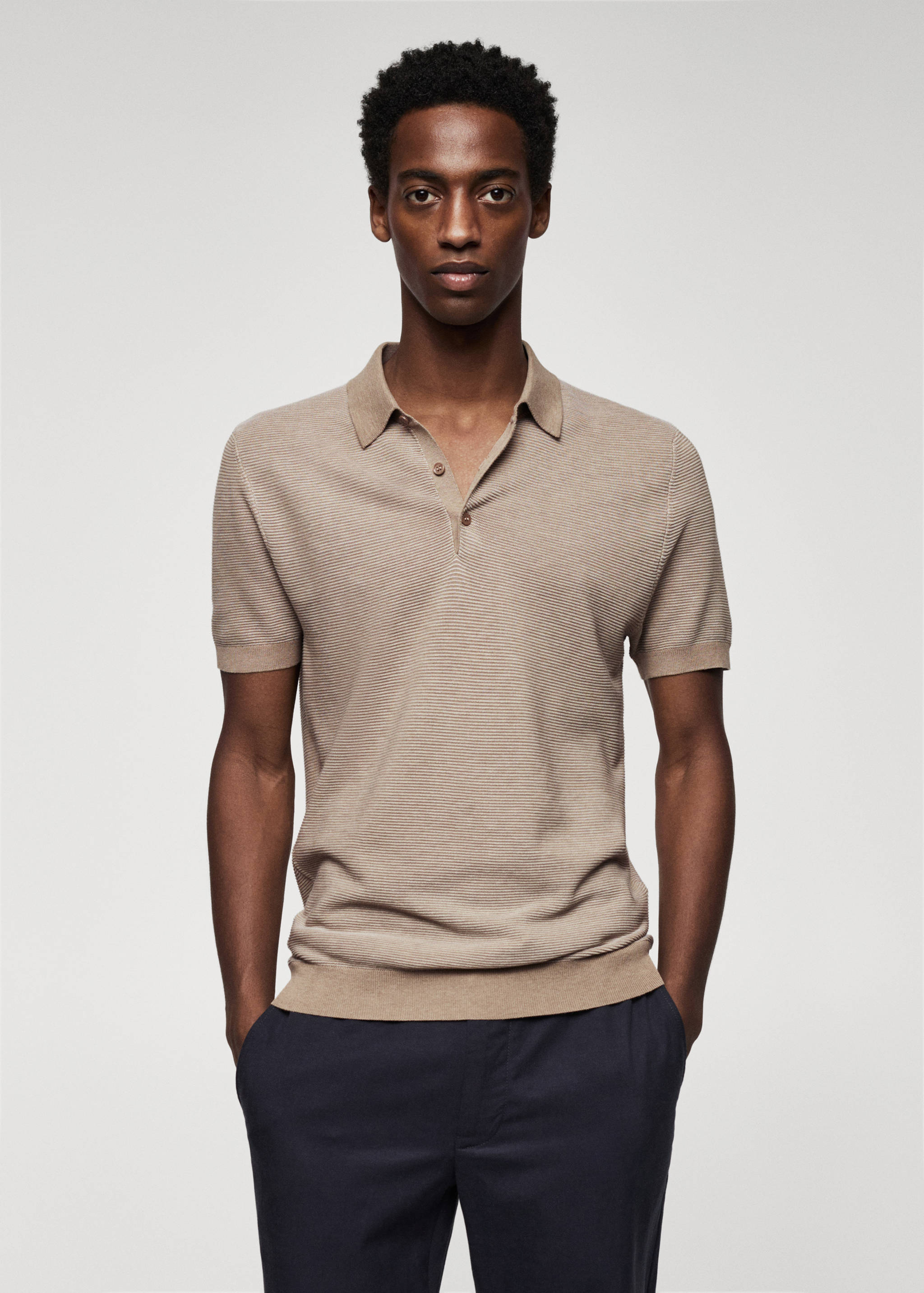 Patterned cotton polo shirt - Medium plane