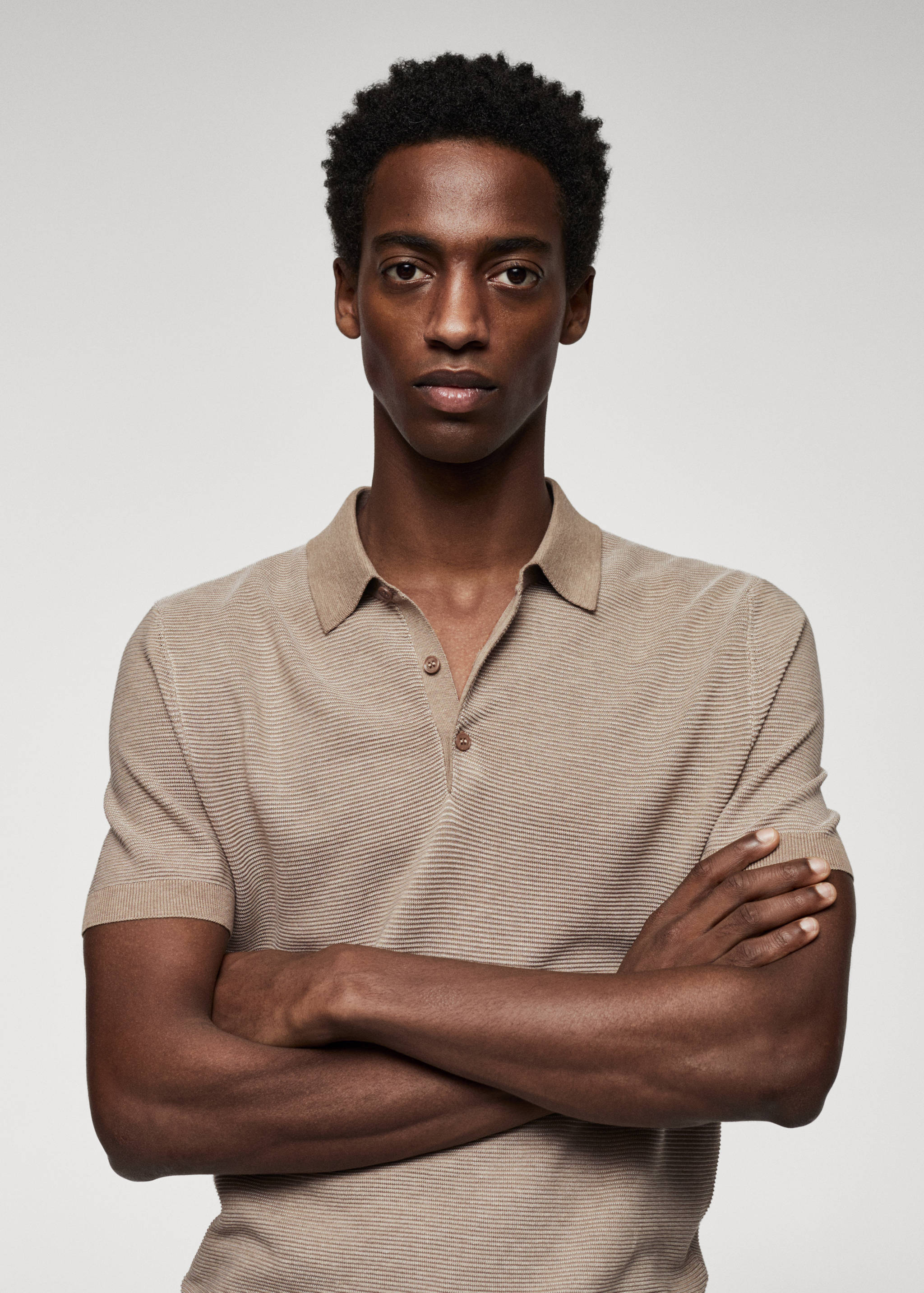 Patterned cotton polo shirt - Details of the article 1