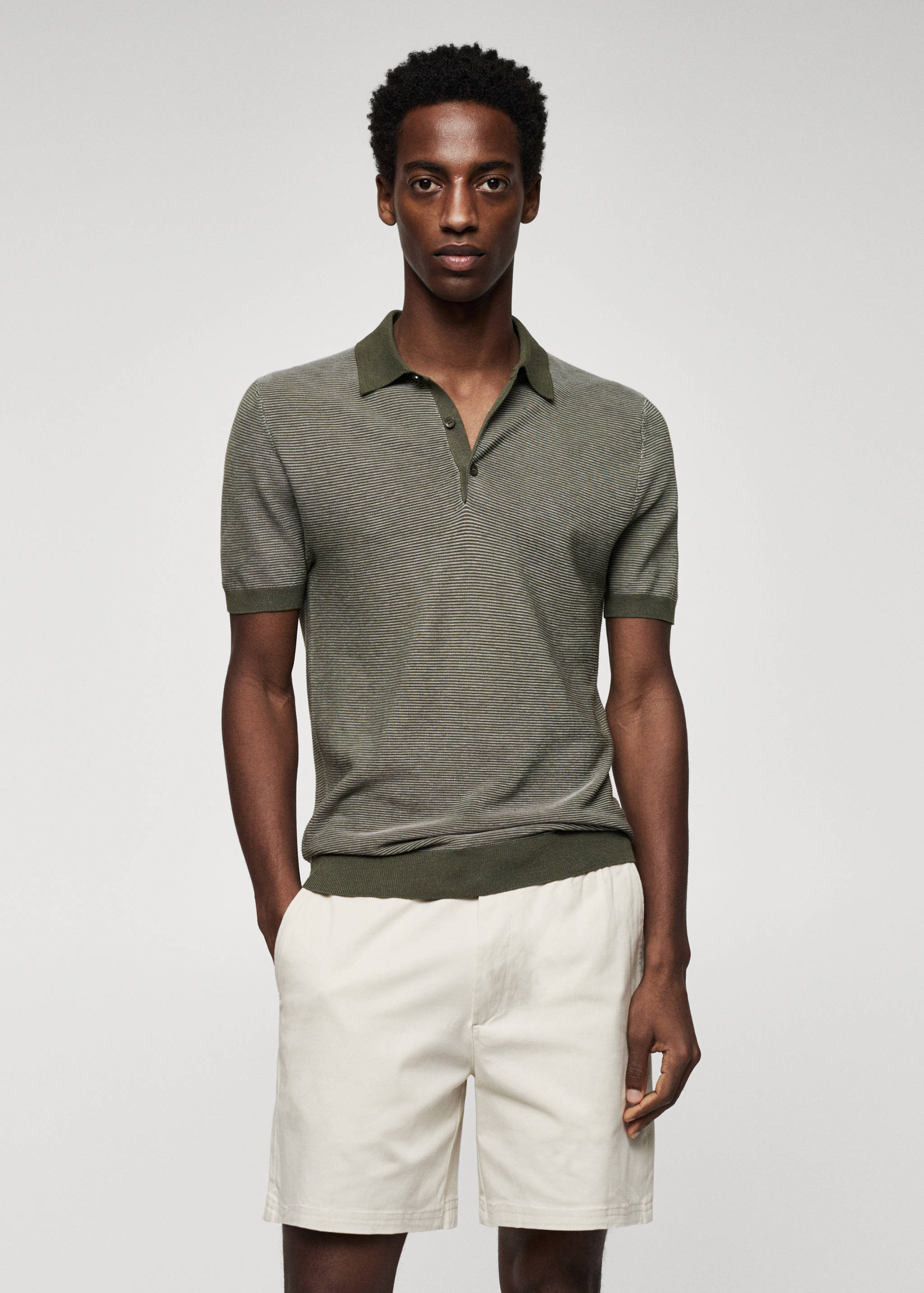 Patterned cotton polo shirt - Medium plane