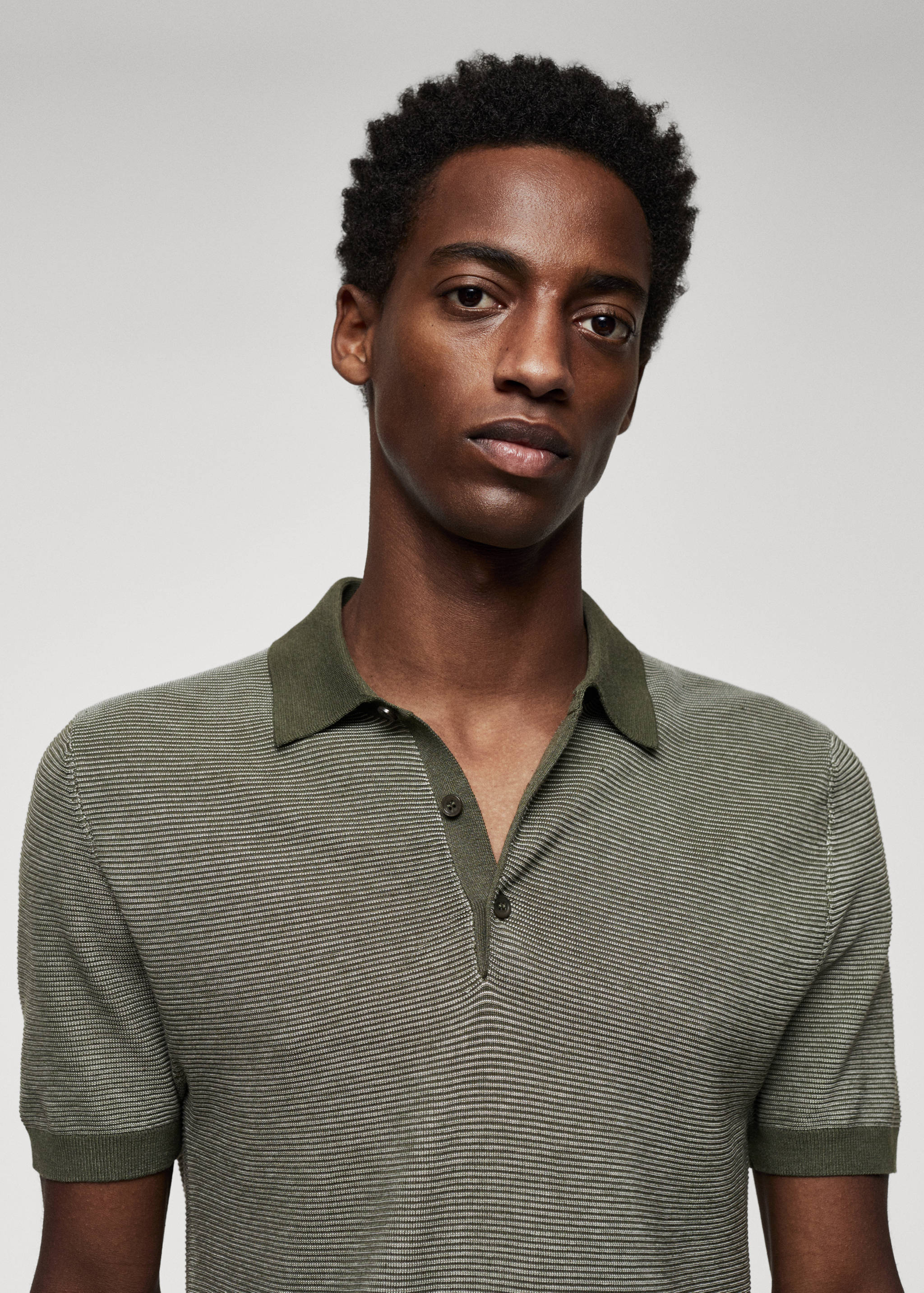 Patterned cotton polo shirt - Details of the article 1