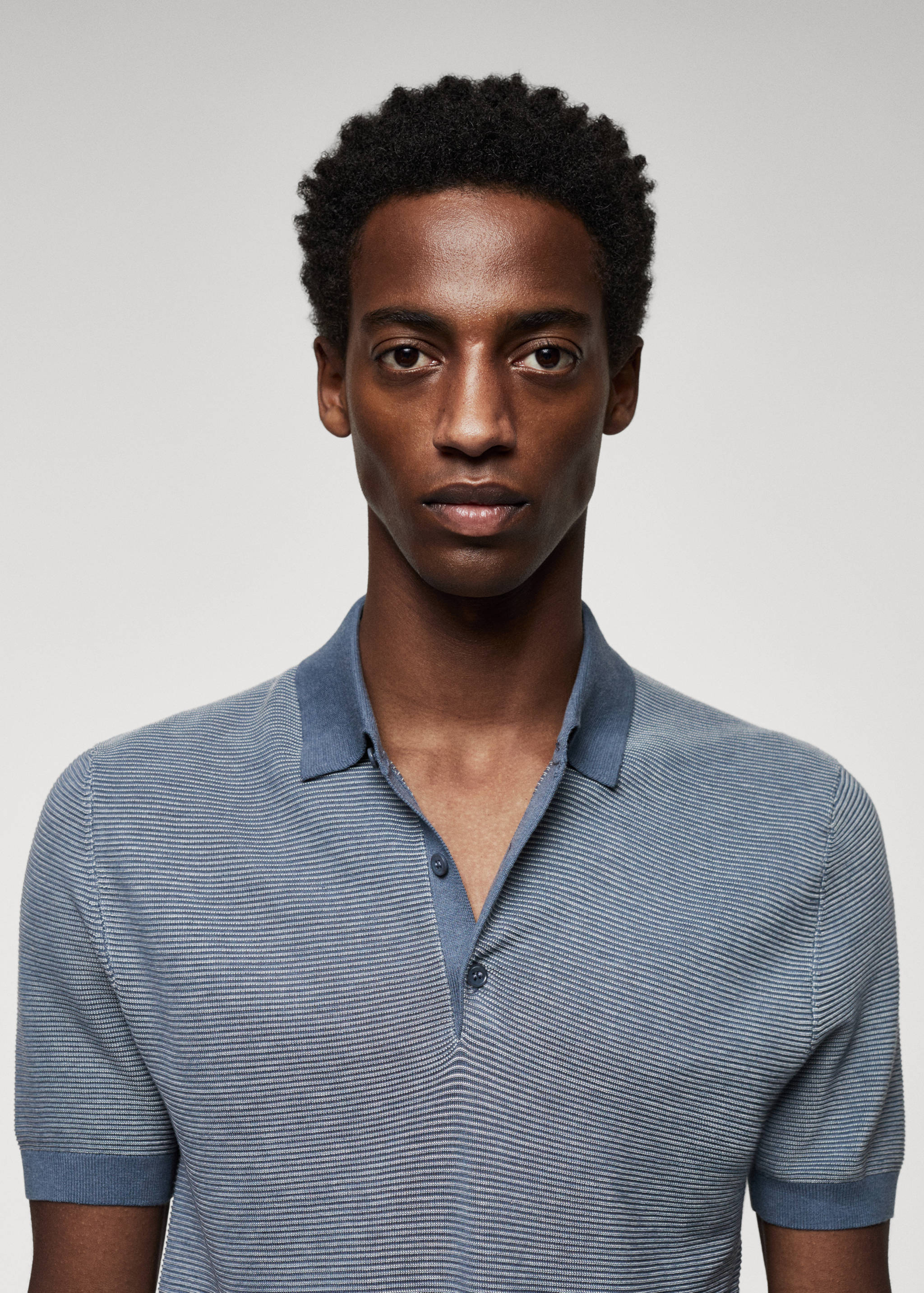 Patterned cotton polo shirt - Details of the article 1