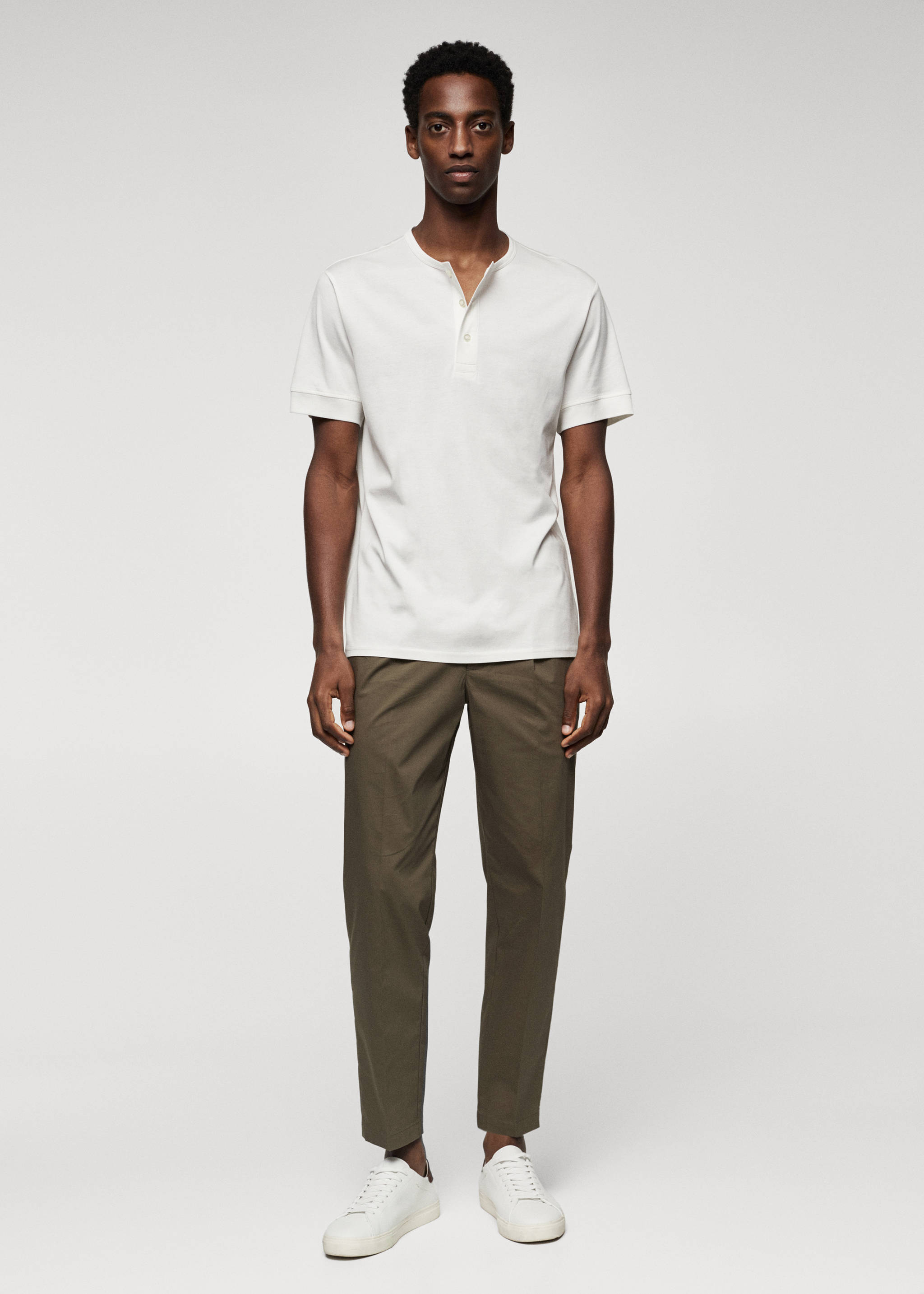 T-shirt coton col tunisien - Plan général