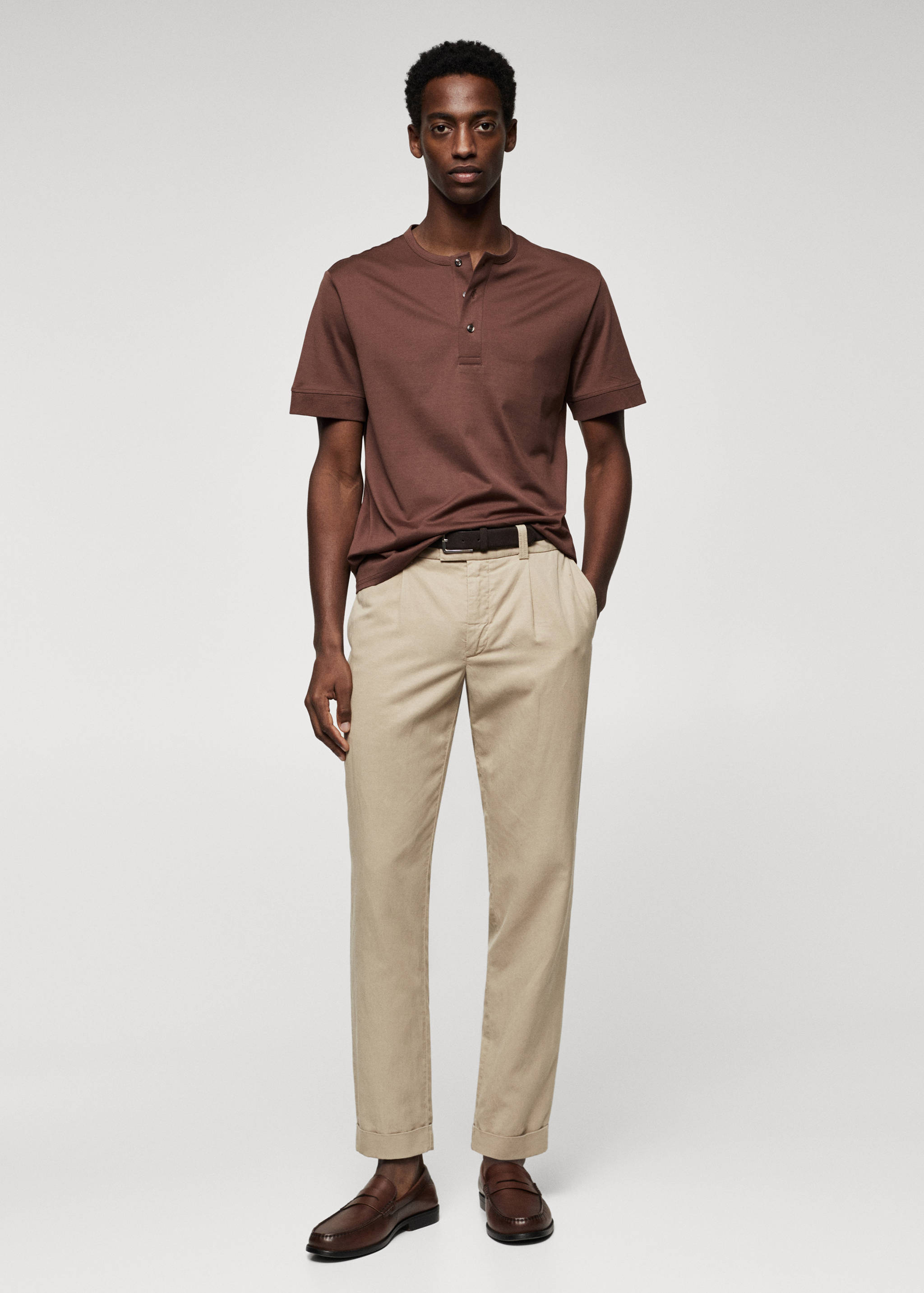 T-shirt coton col tunisien - Plan général