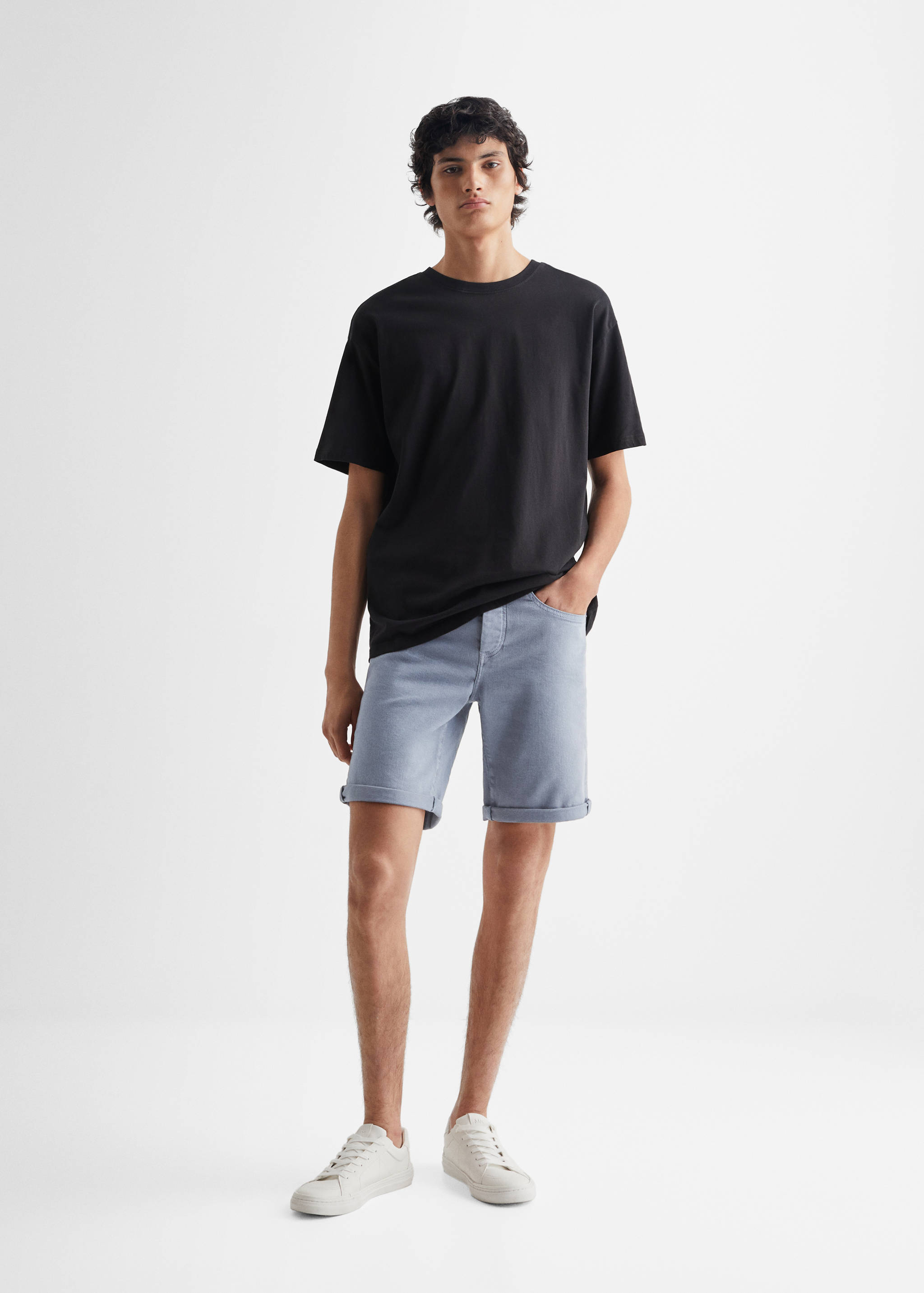 Cotton denim shorts - General plane