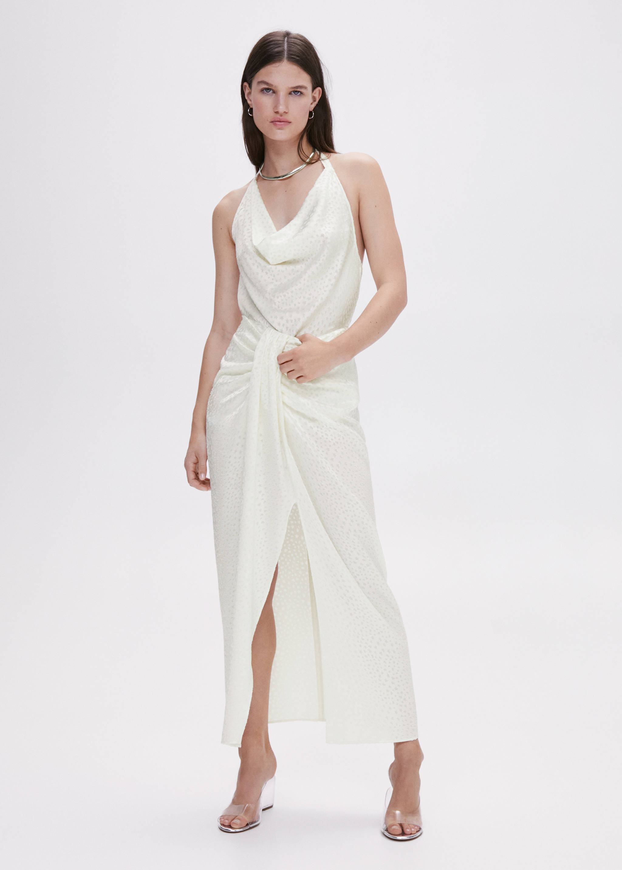 Jacquard top with back slit - General plane