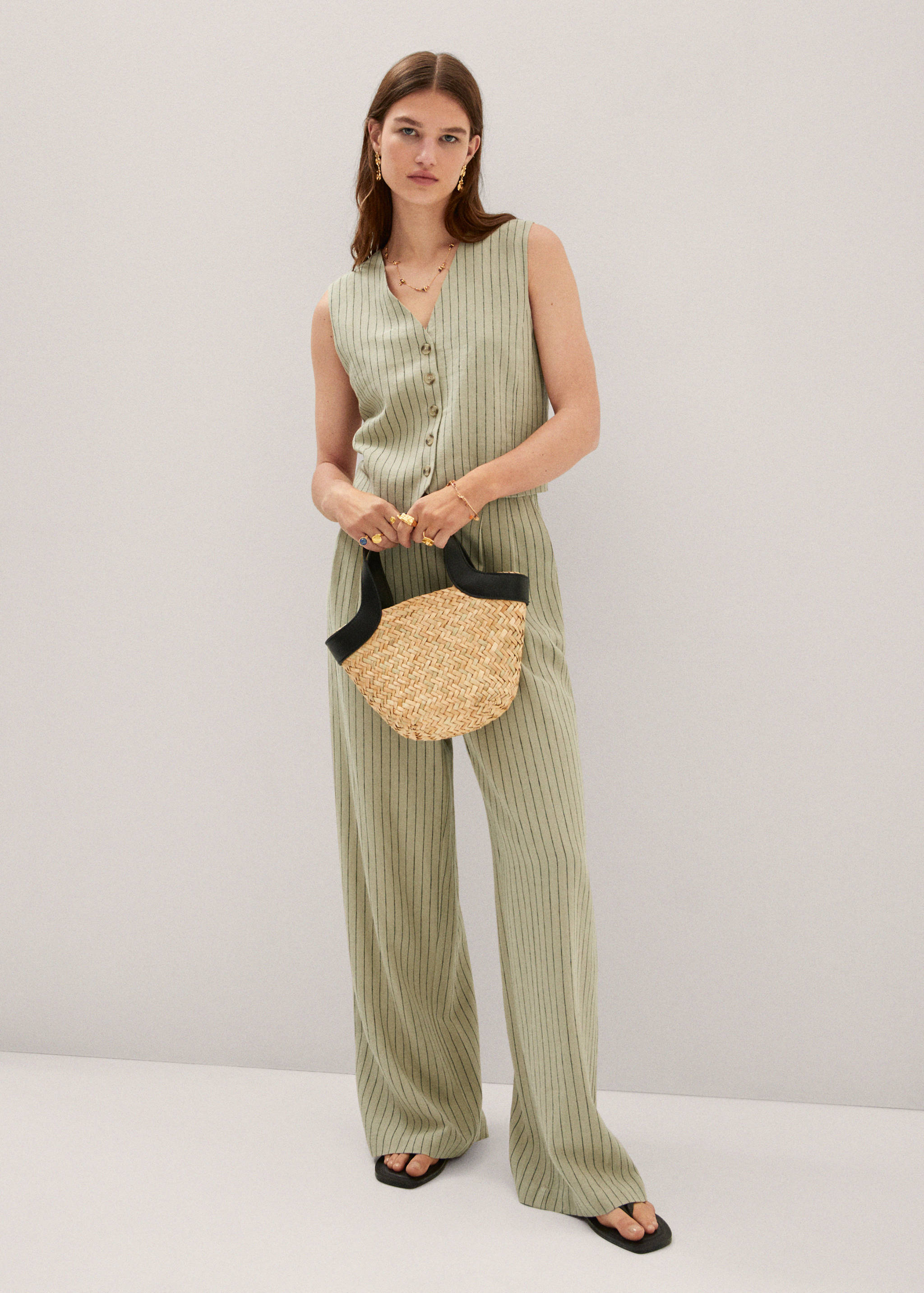 Pinstriped linen waistcoat - General plane