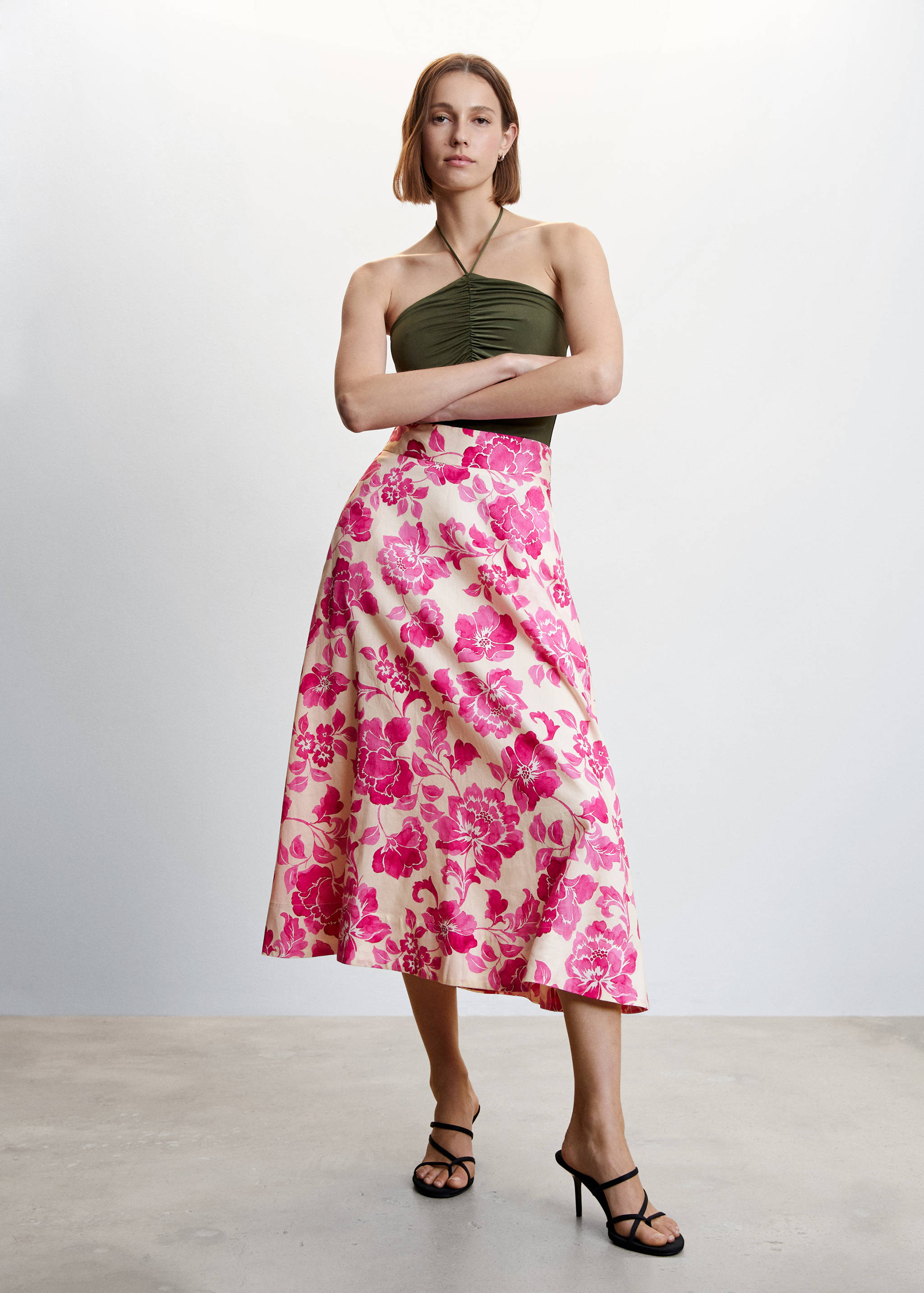 Falda midi estampada - Plano general