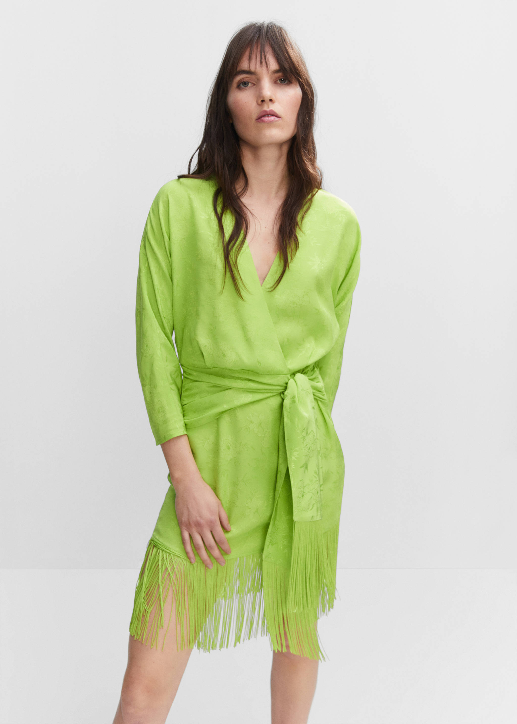 Fringed jacquard dress - Medium plane
