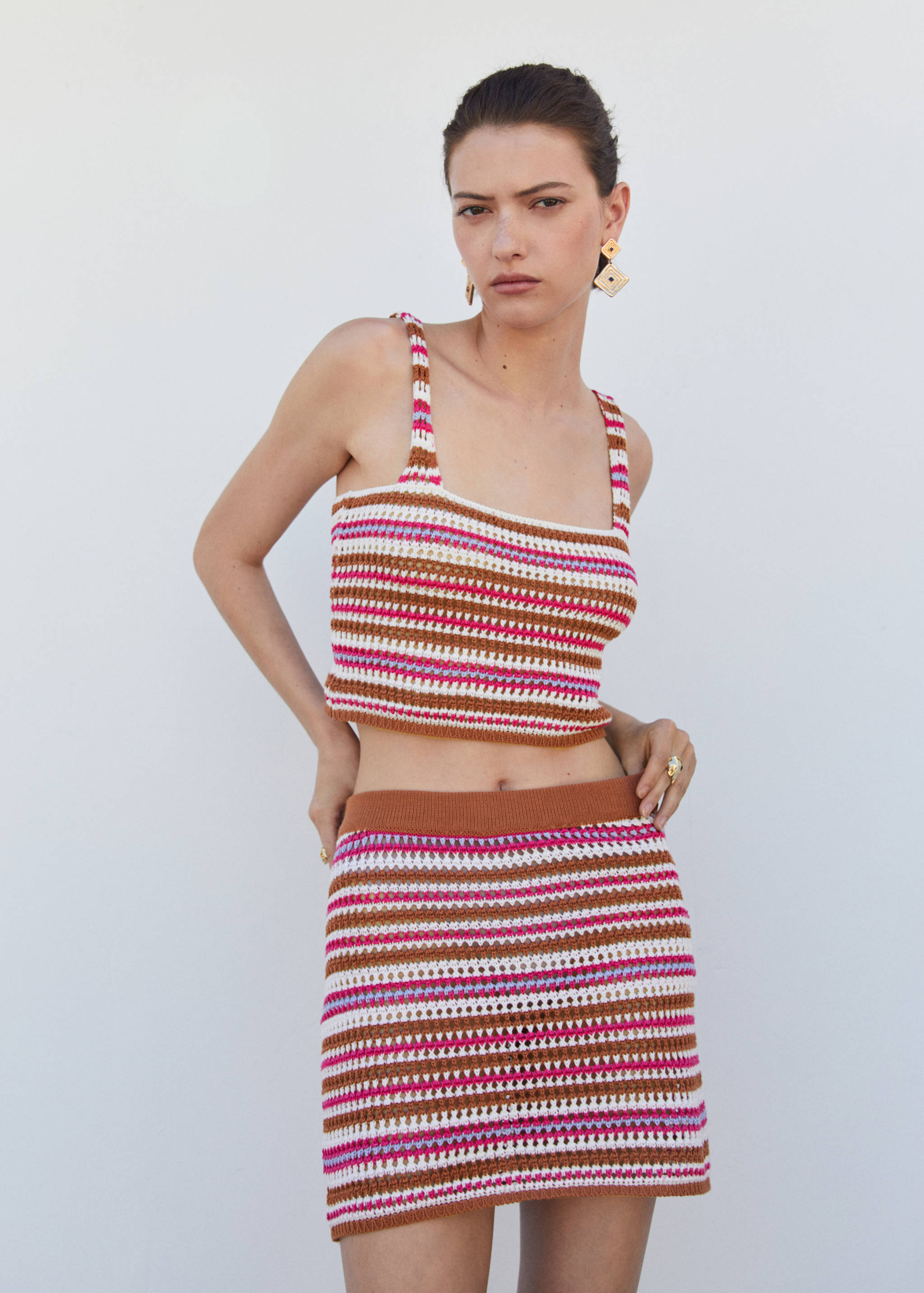 Striped knitted mini-skirt - Medium plane