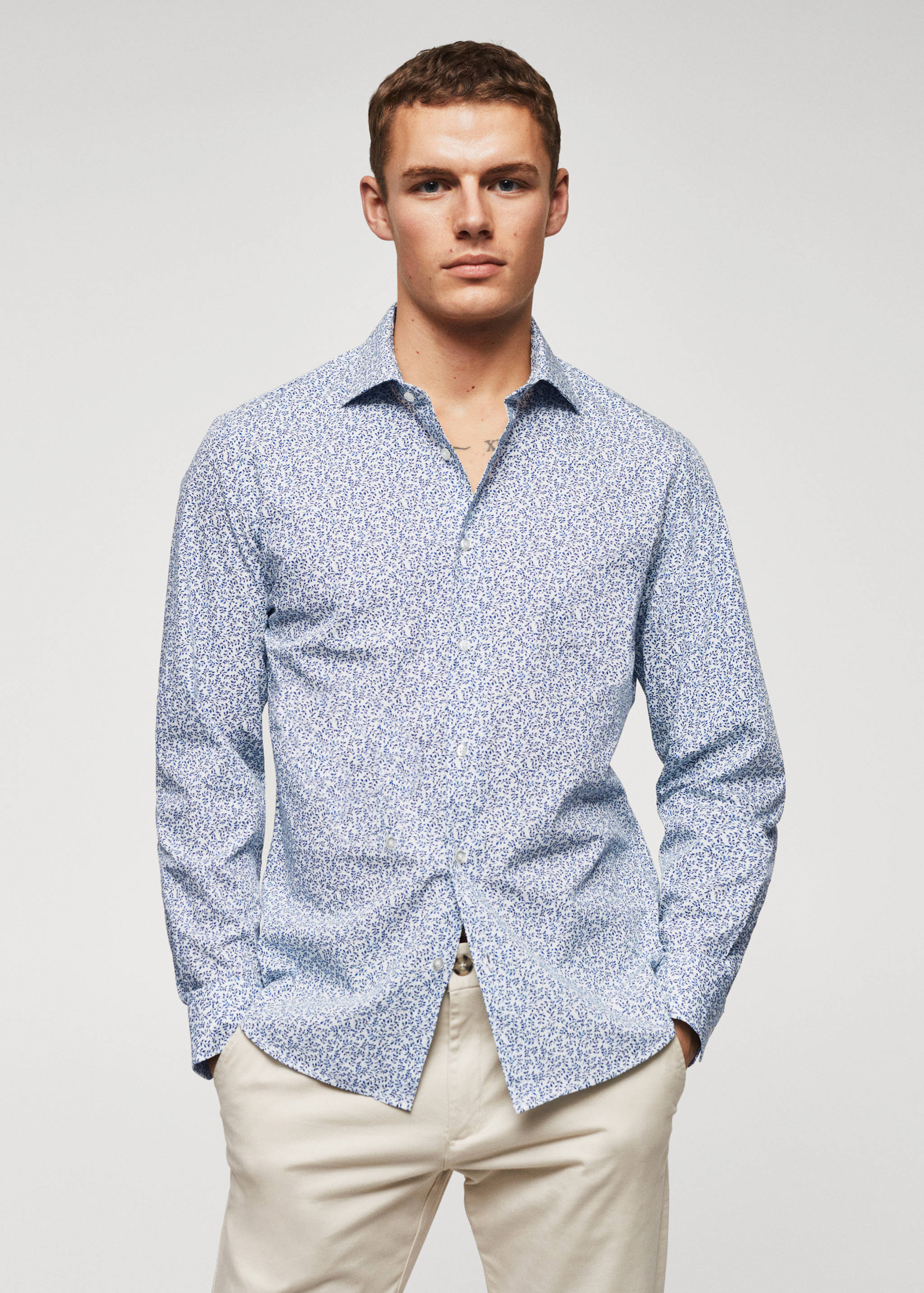 Slim-fit printed cotton shirt - Medium plane