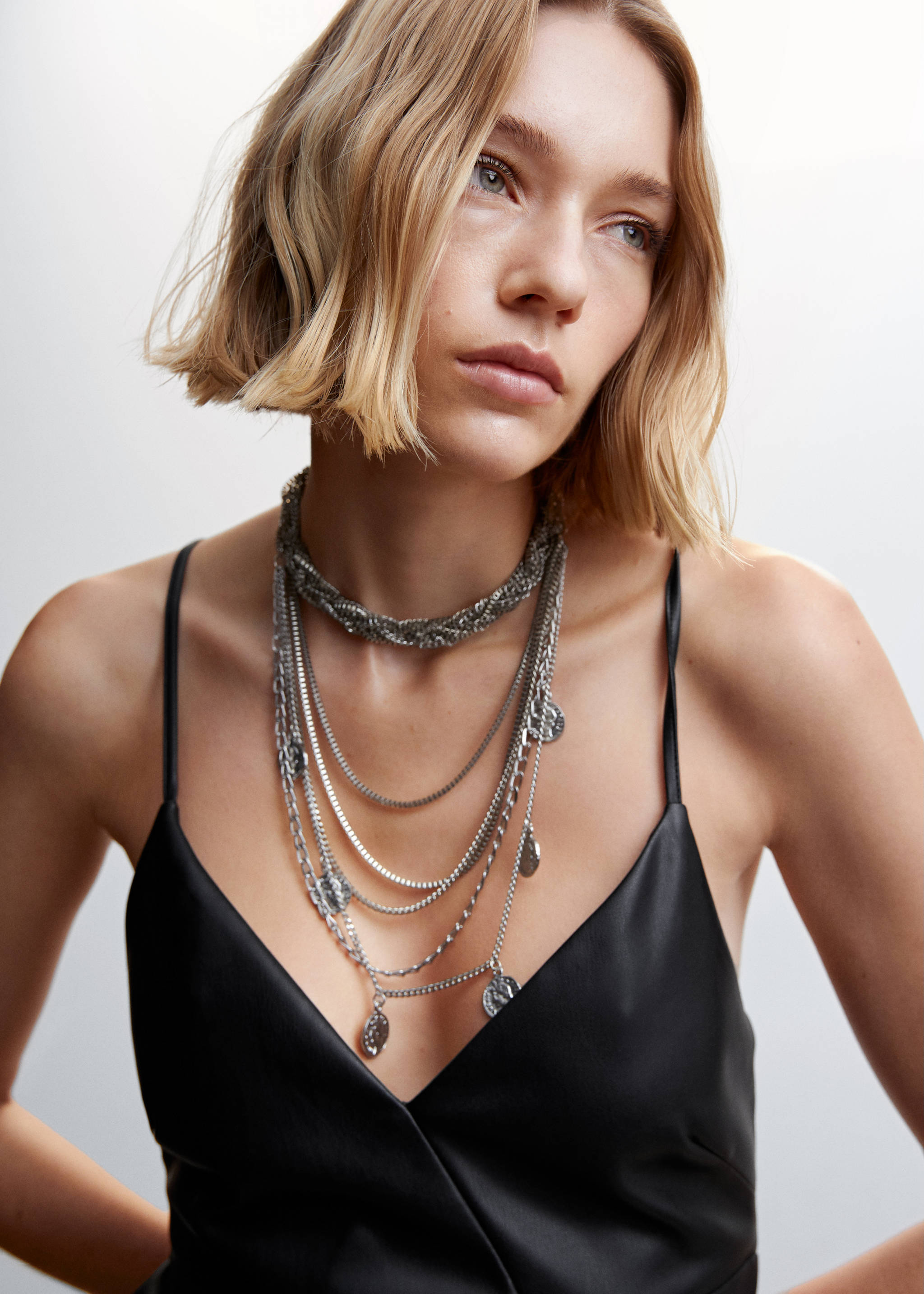 Leather-effect cross back dress - Details of the article 1