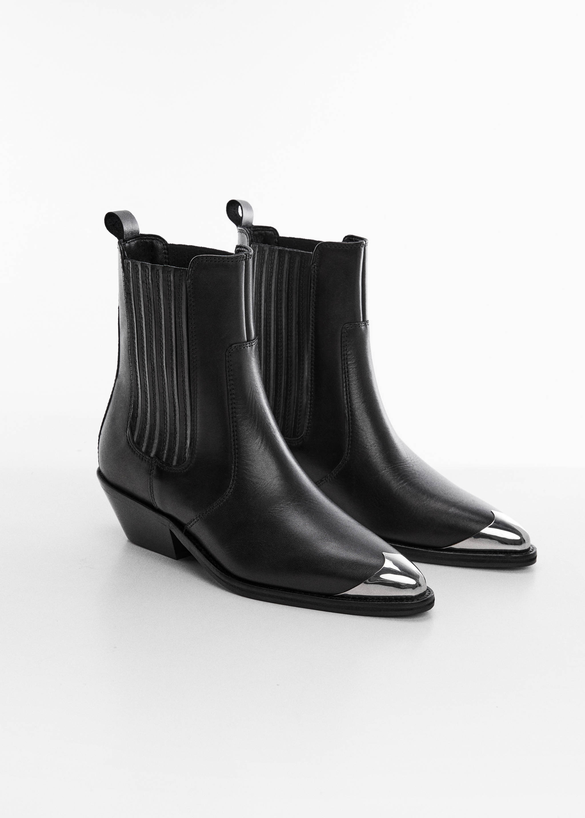 Botines pell punta metàl·lica - Pla mig