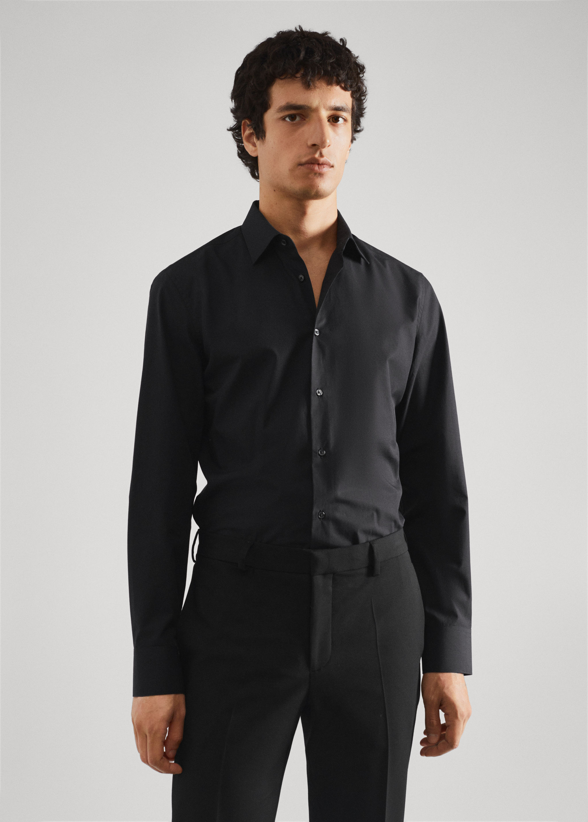 Camisa vestit slim fit cotó - Pla mig