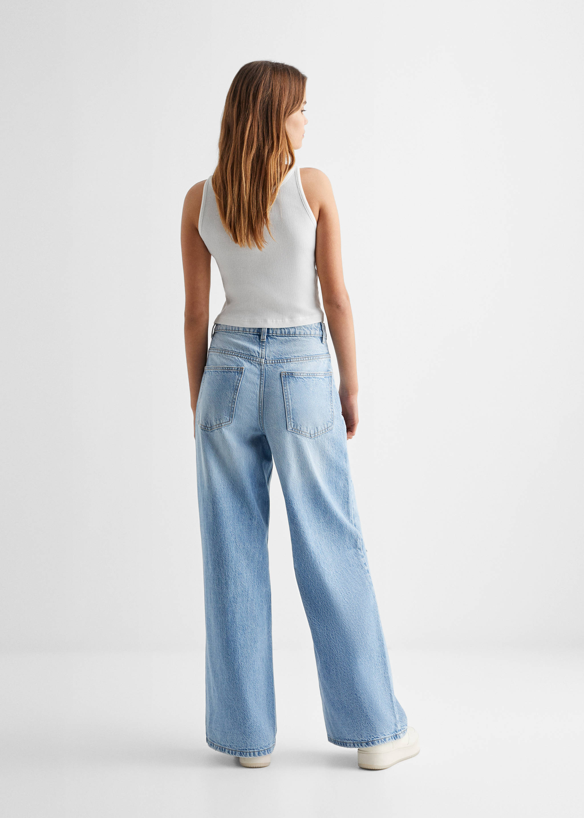 Džíny se širokými nohavicemi a dekorativním roztrháním - Zadní strana zboží