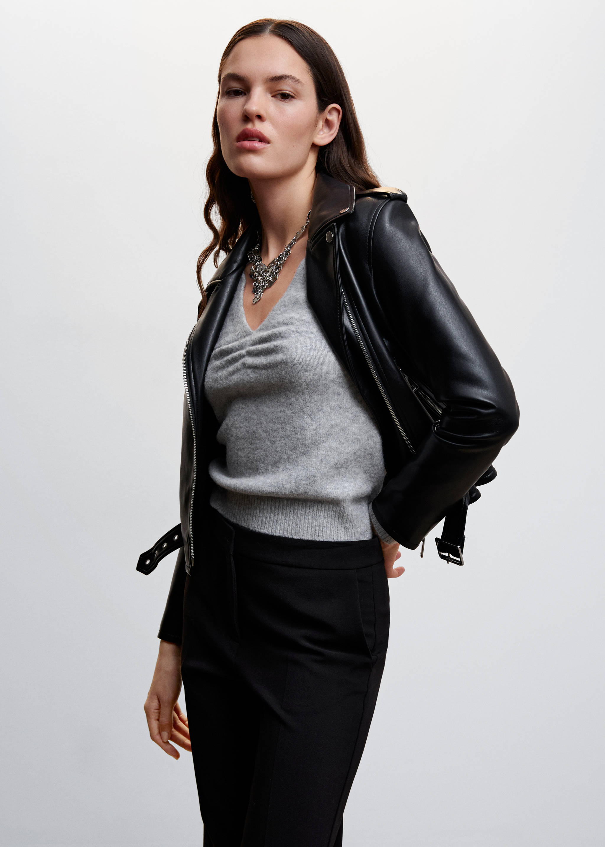 Leather-effect biker jacket - Medium plane