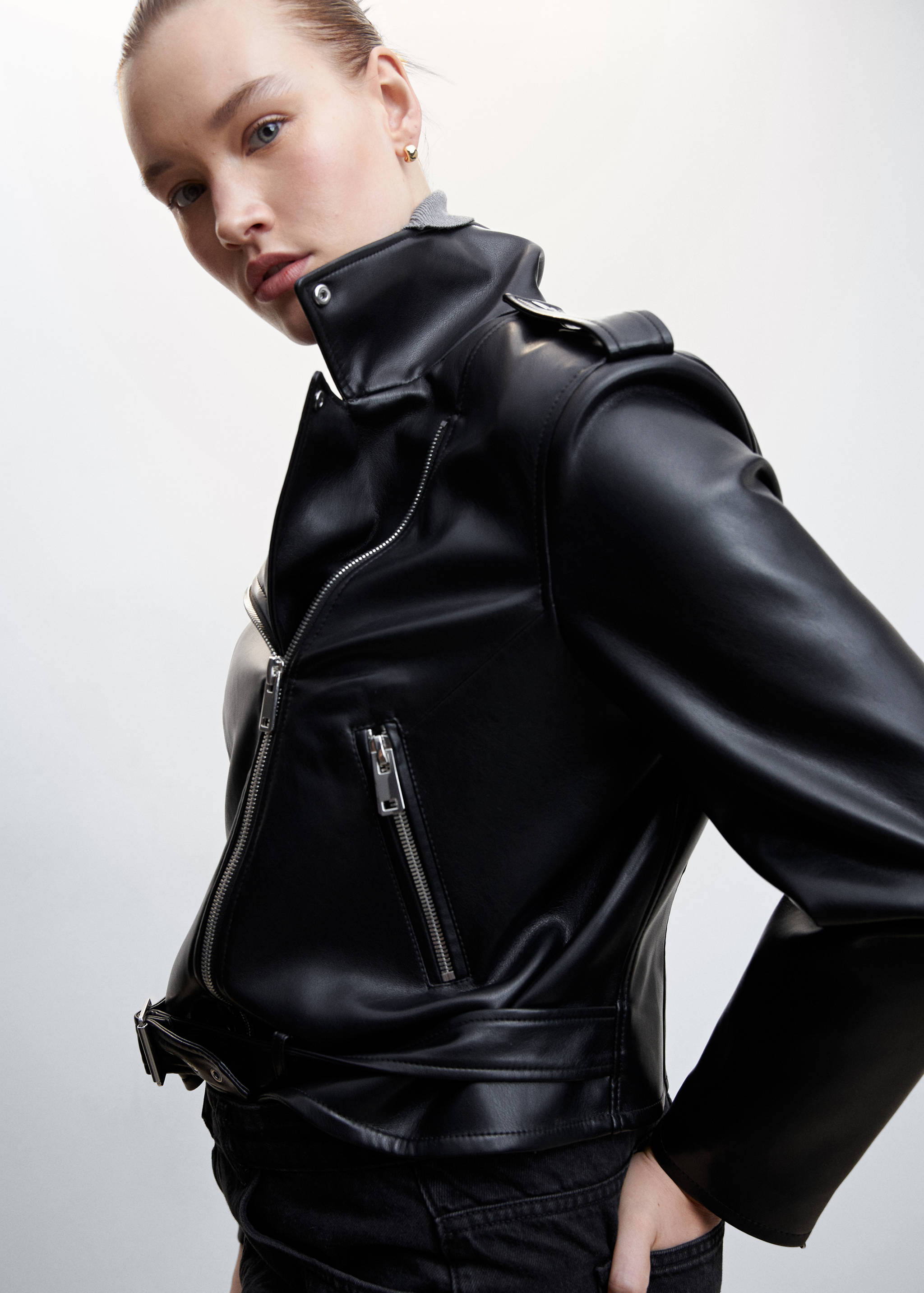 Leather-effect biker jacket - Details of the article 4