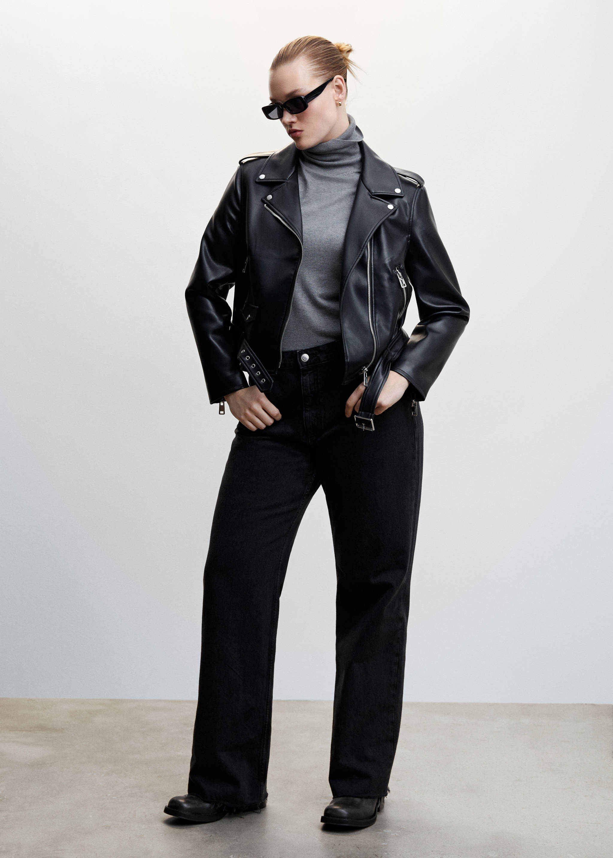 Leather-effect biker jacket - Details of the article 3