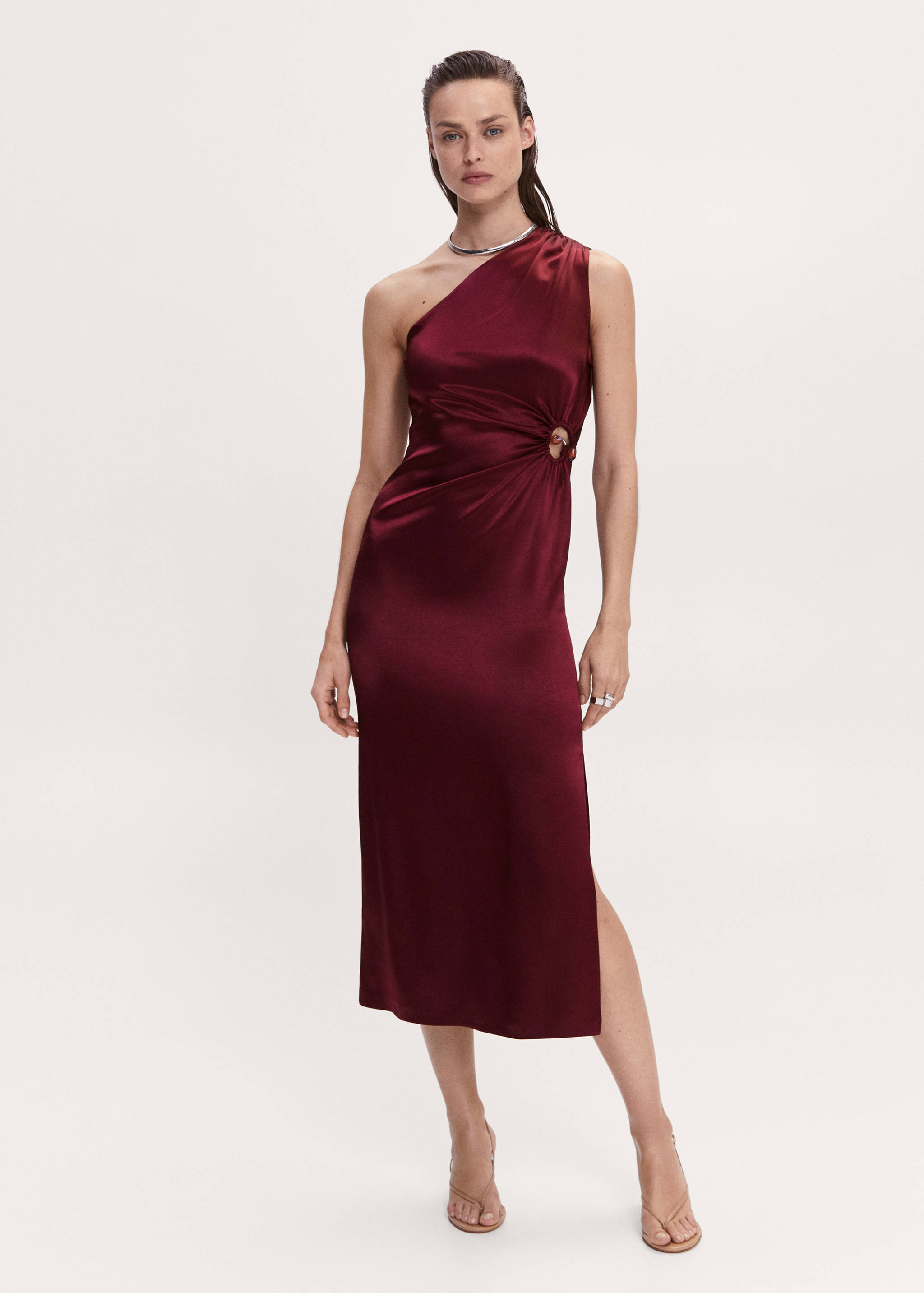 Asymmetrical dress with stone detail - General plane