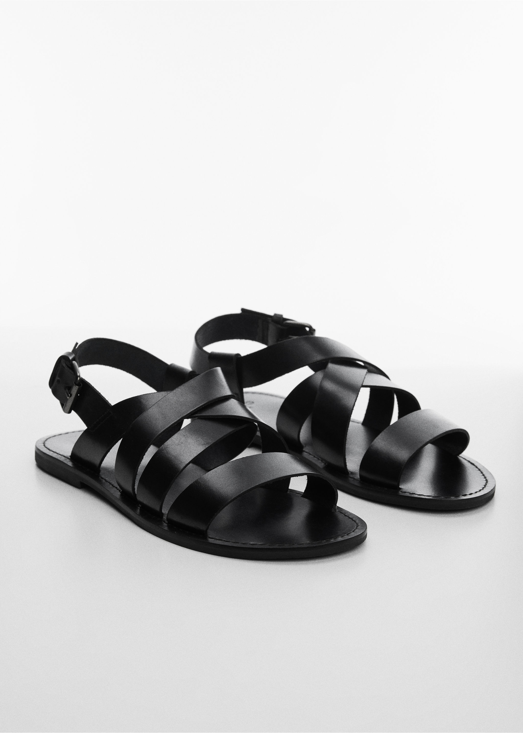 Leather sandals with straps - Medium plane