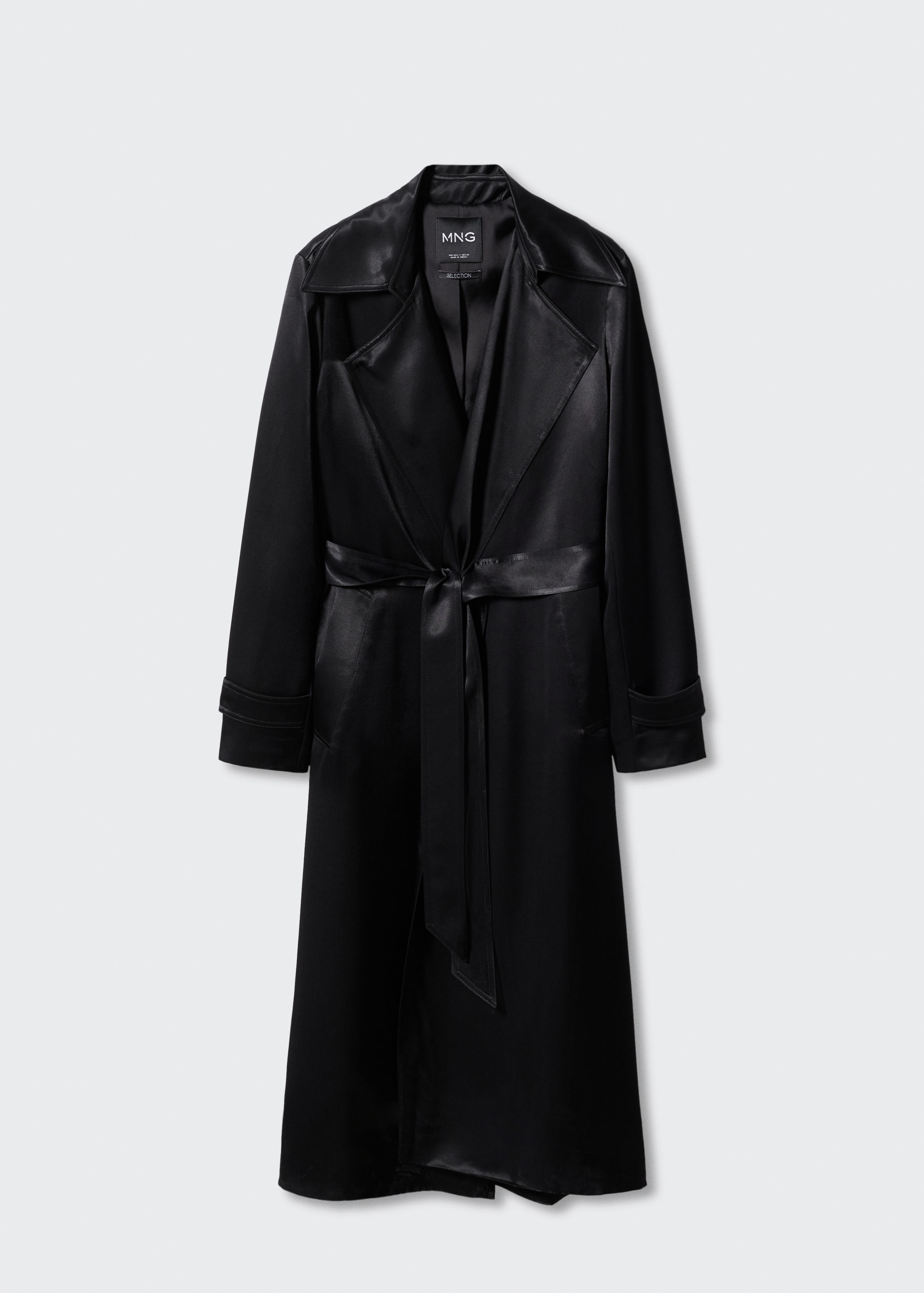 Satin-effect trench coat with belt - Article without model