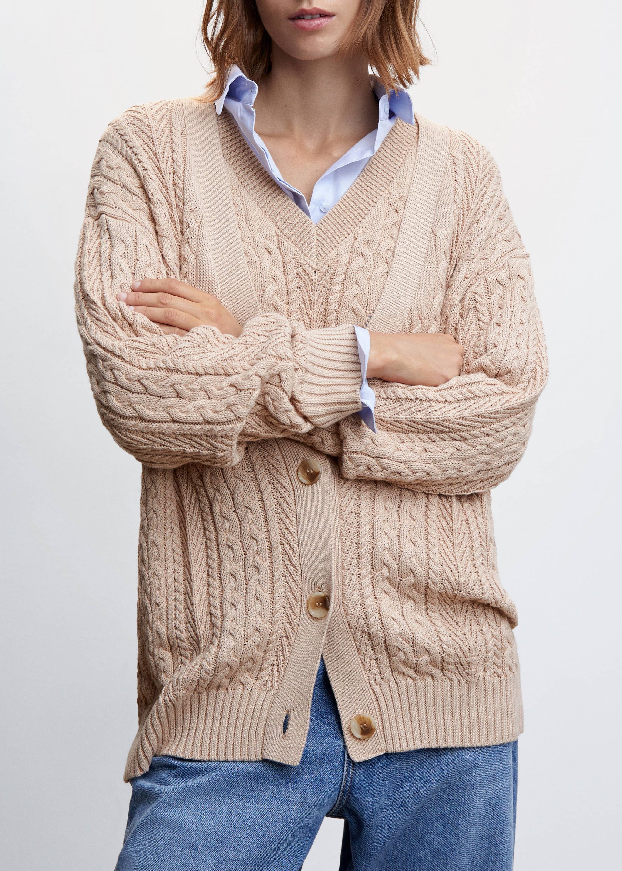 Buttoned knit braided cardigan - Details of the article 6