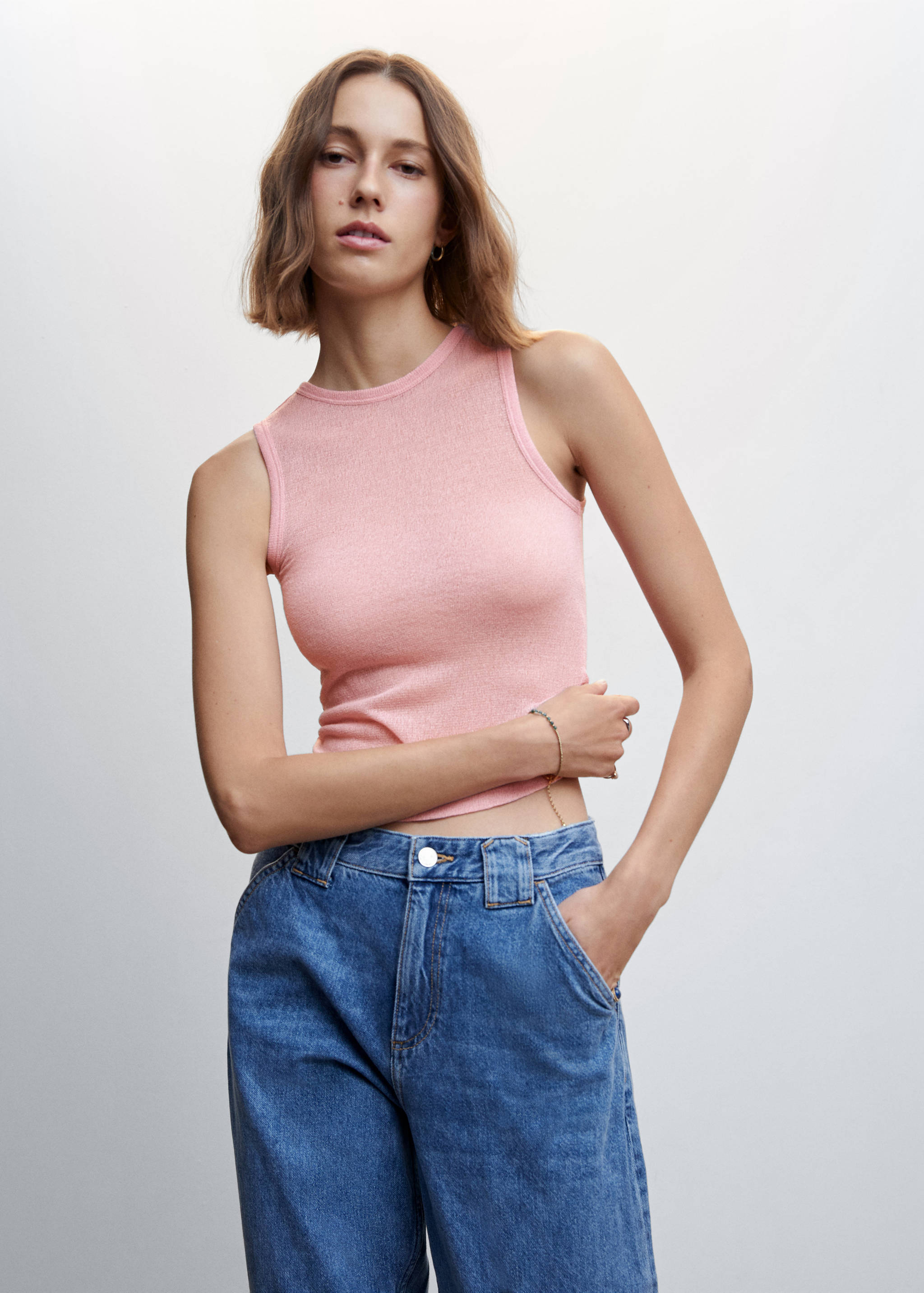 Knit semi-transparent top - Medium plane