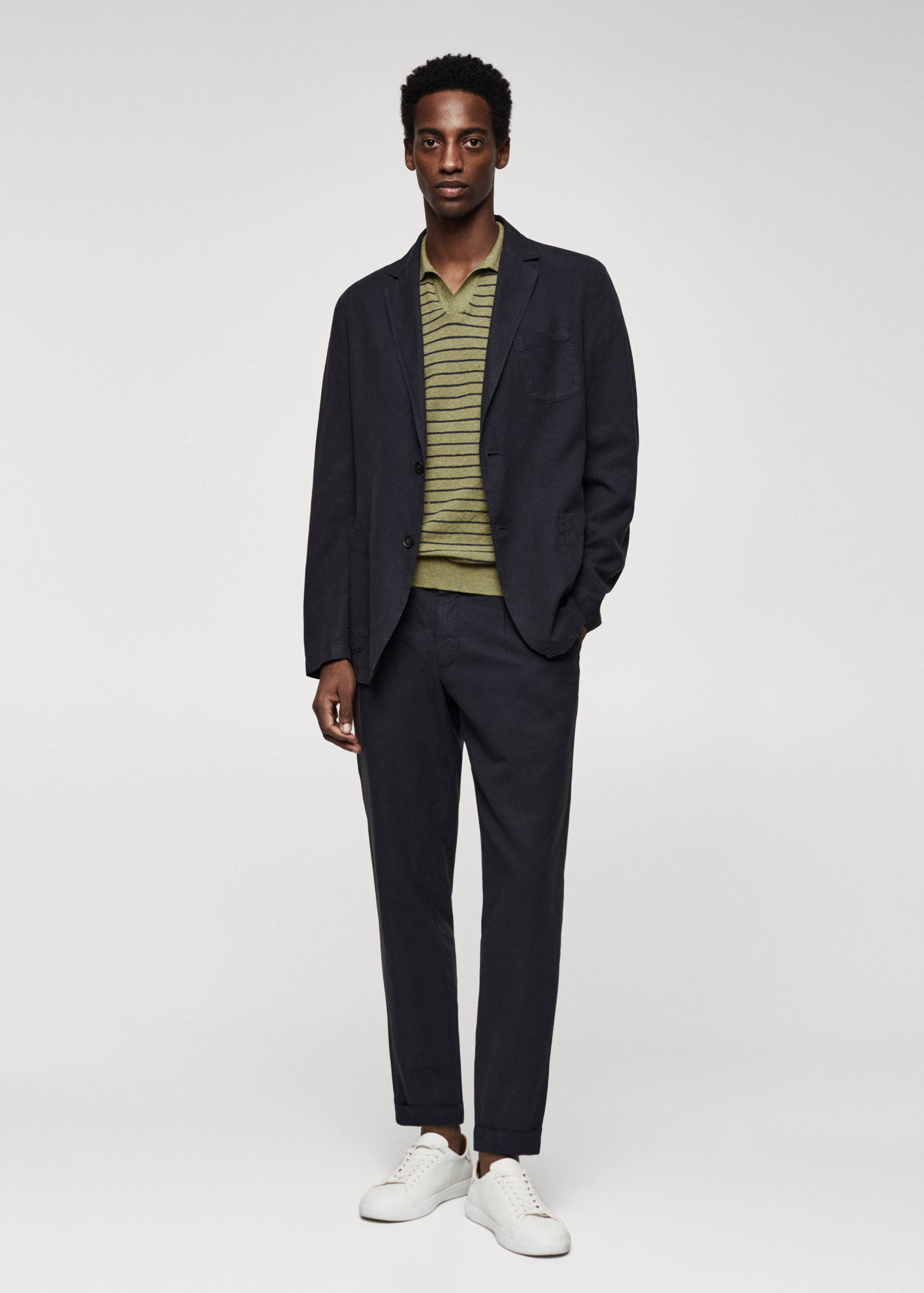 Striped fine-knit polo shirt - General plane