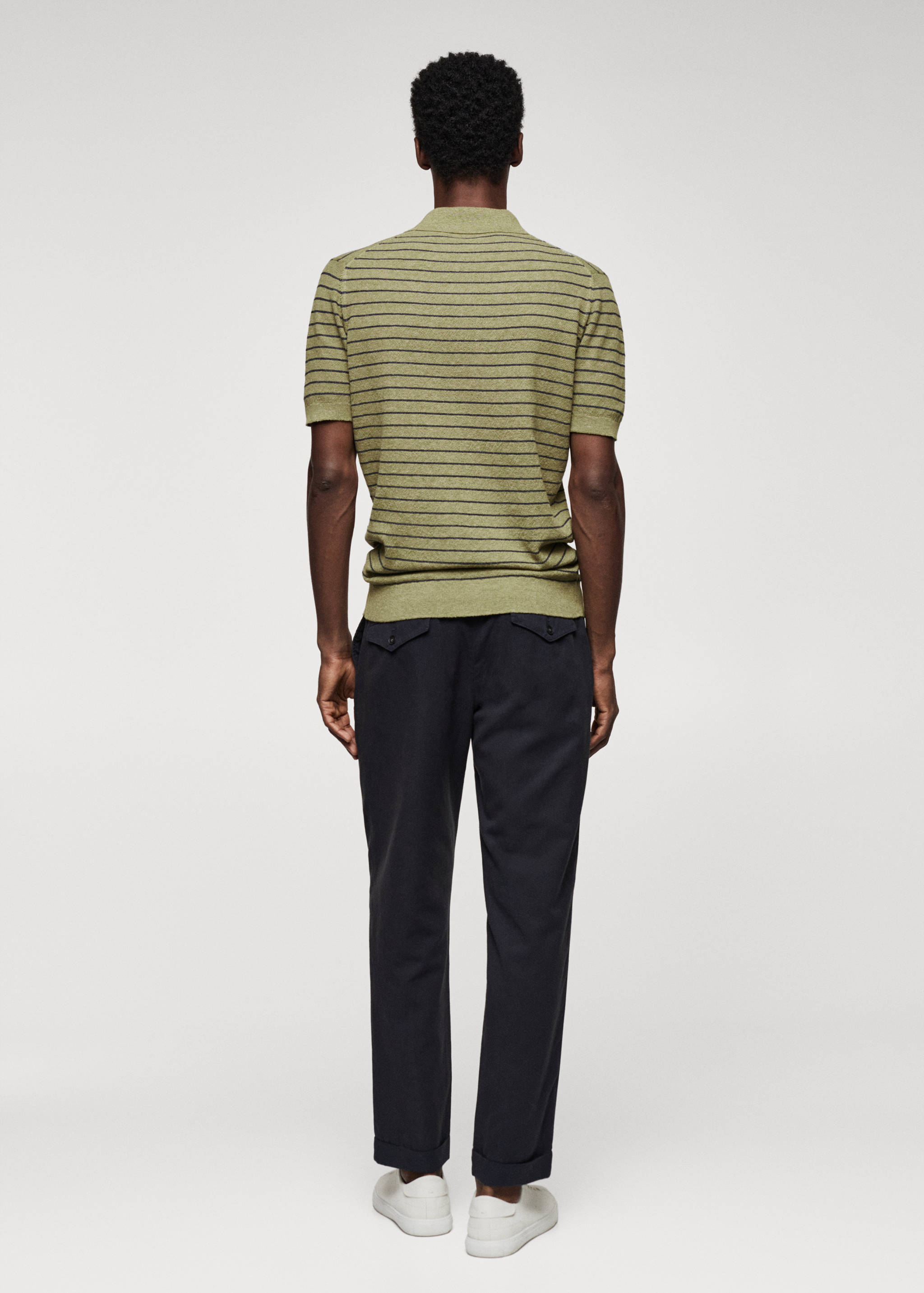 Striped fine-knit polo shirt - Reverse of the article