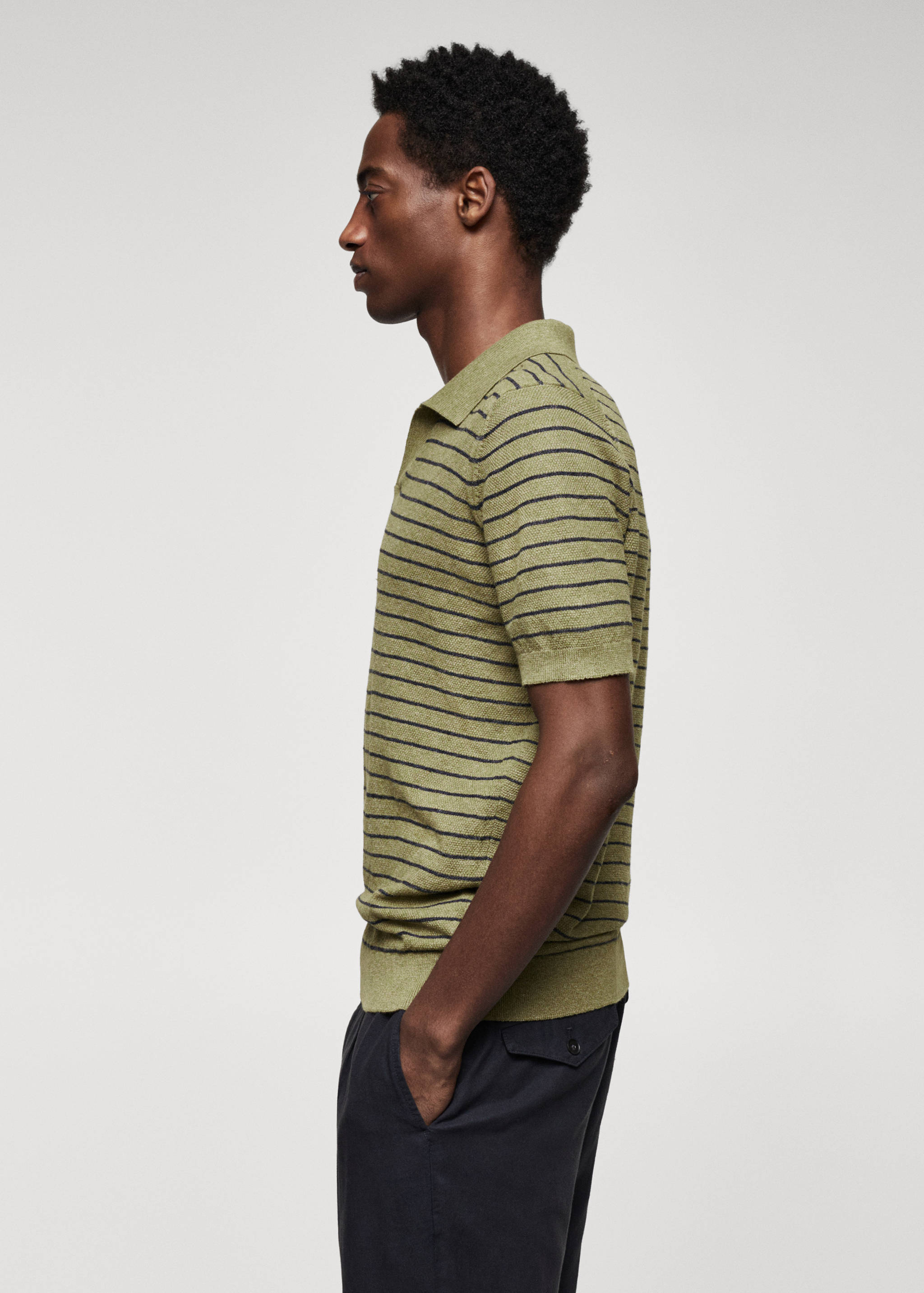 Striped fine-knit polo shirt - Details of the article 6