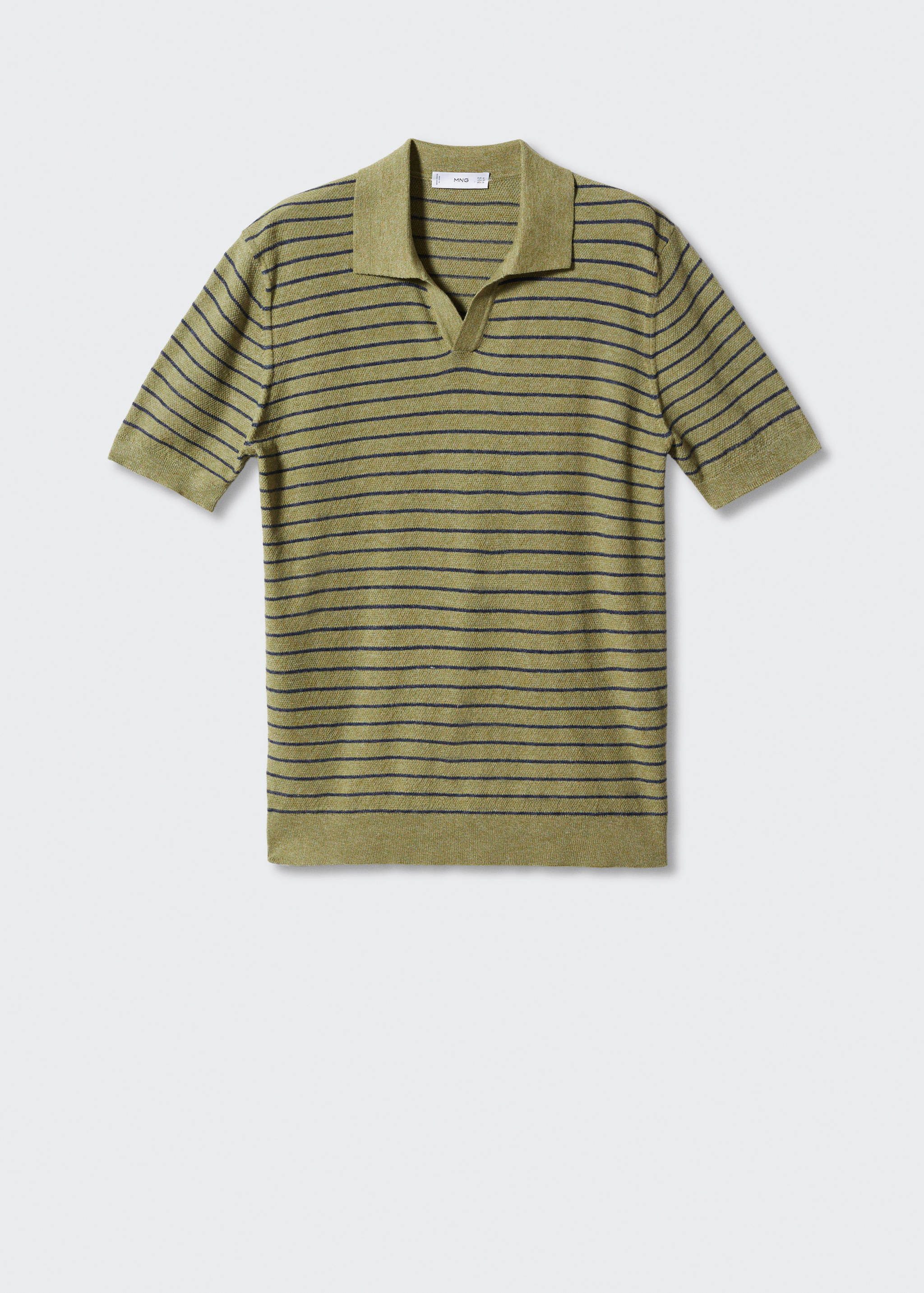 Striped fine-knit polo shirt - Article without model