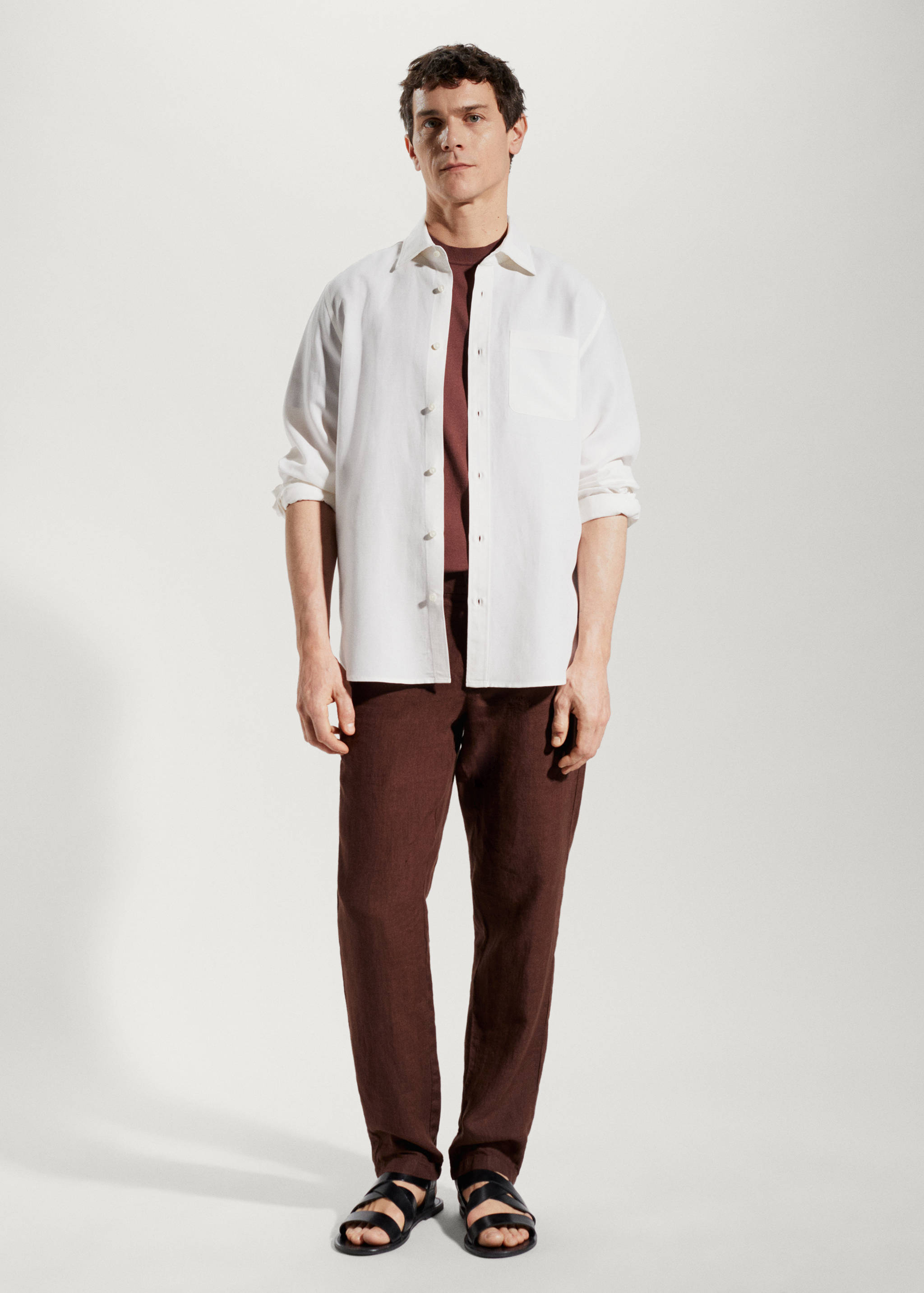 Regular-fit linen lyocell shirt - General plane