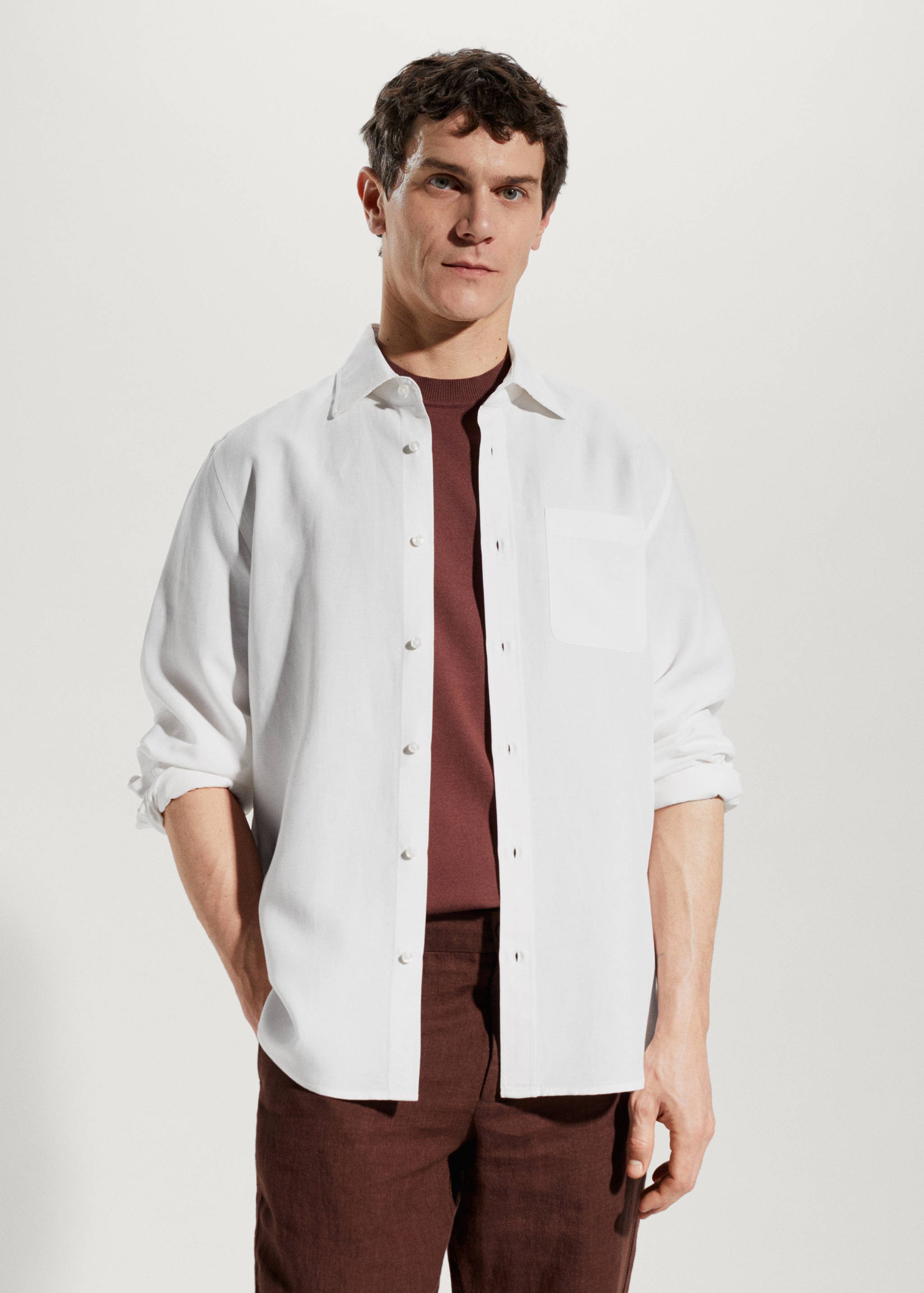Regular-fit linen lyocell shirt - Medium plane
