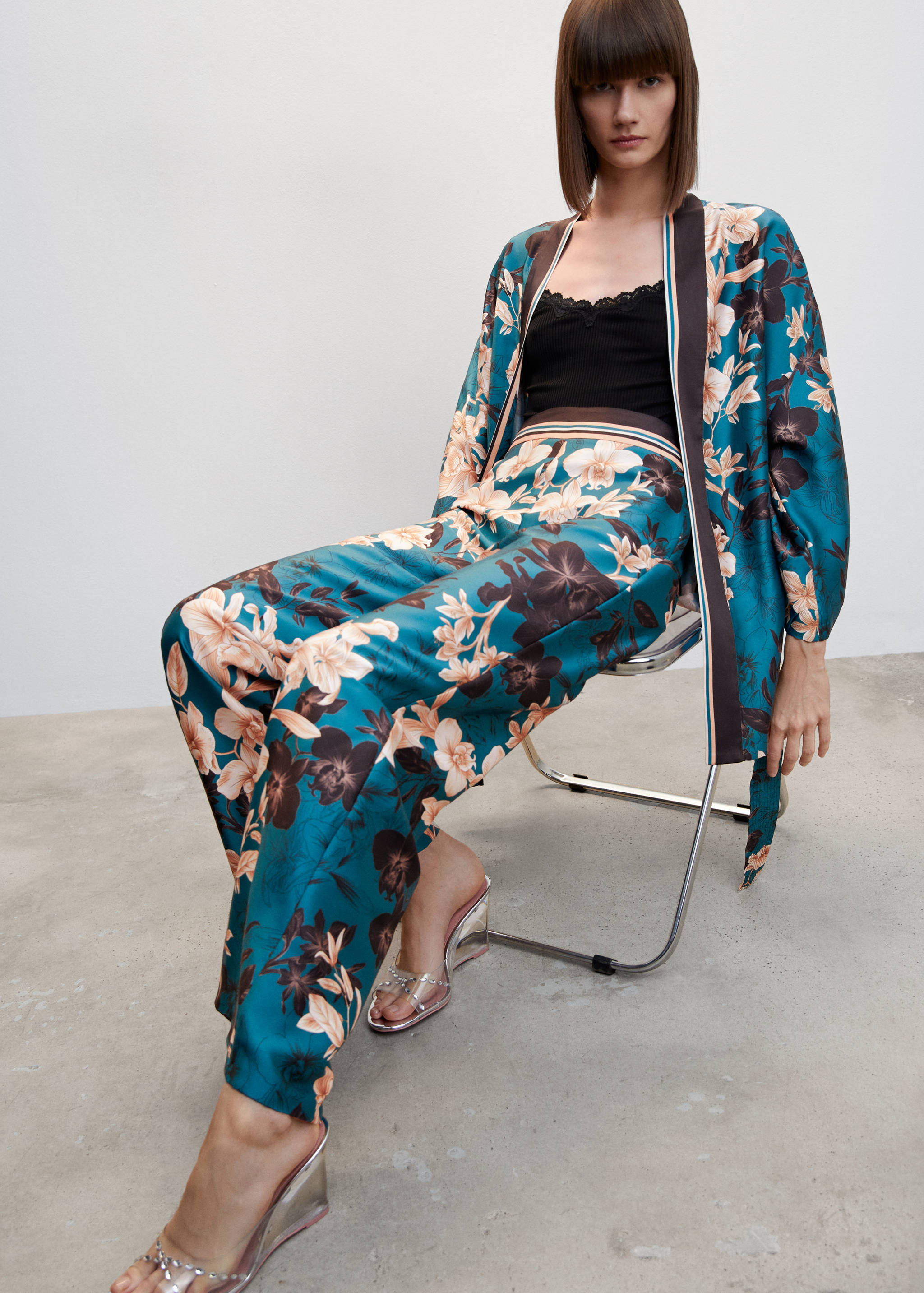 Kimono fleuri ceinture nouée - Détail de l'article 2